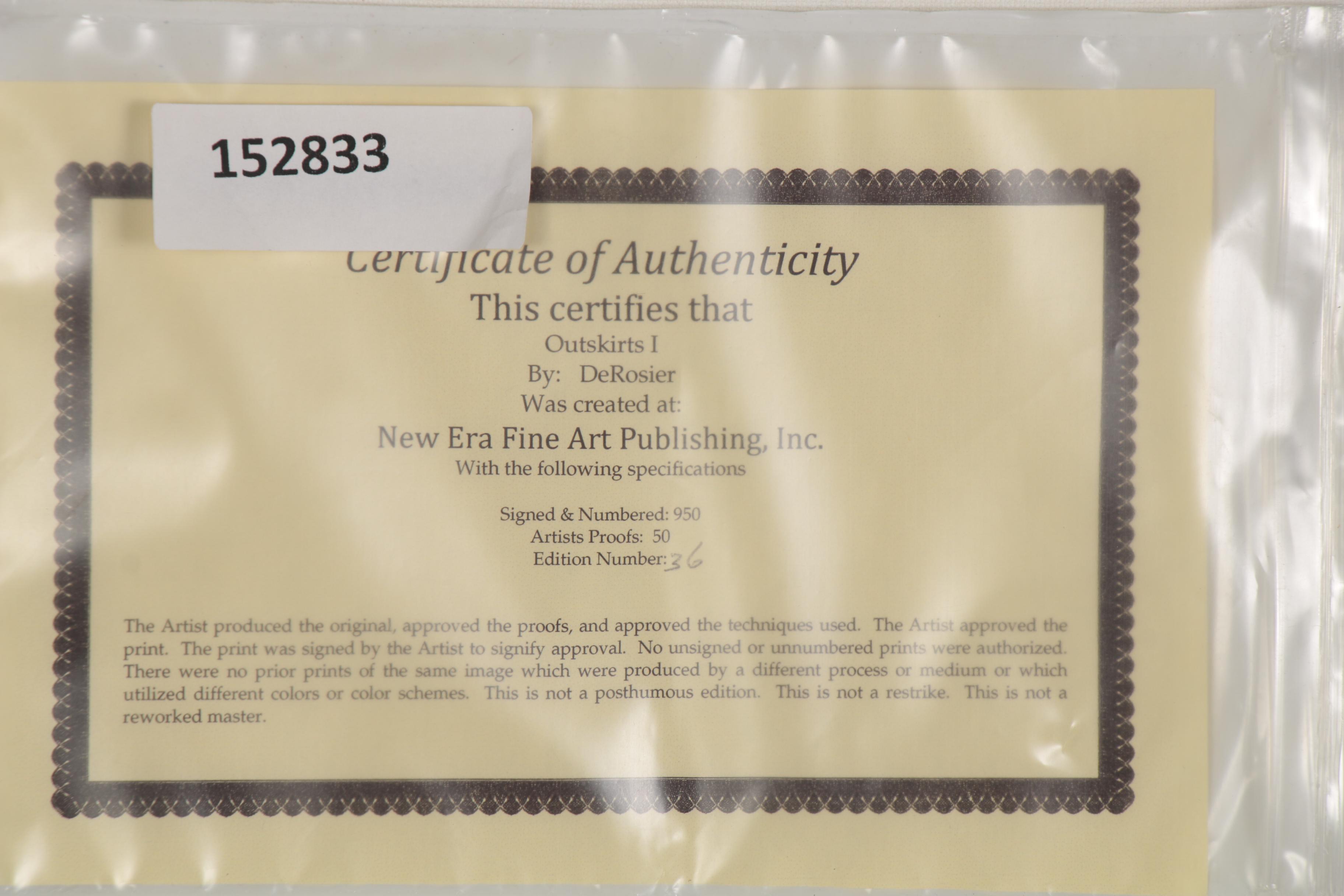 DeRosier Giclée "Outskirts I," Late 20th Century