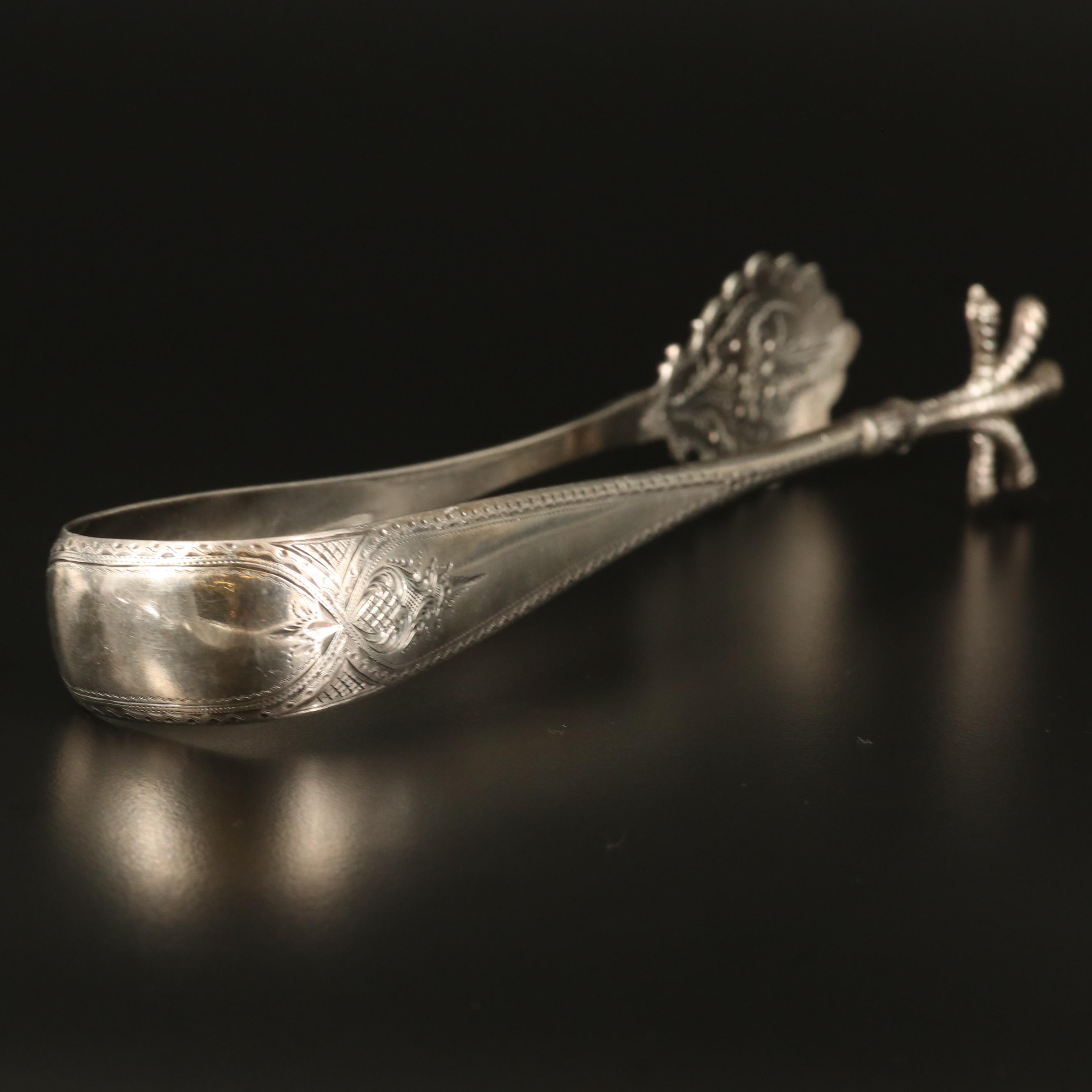J. E. Caldwell & Co. Chased Sterling Silver Salad Tongs