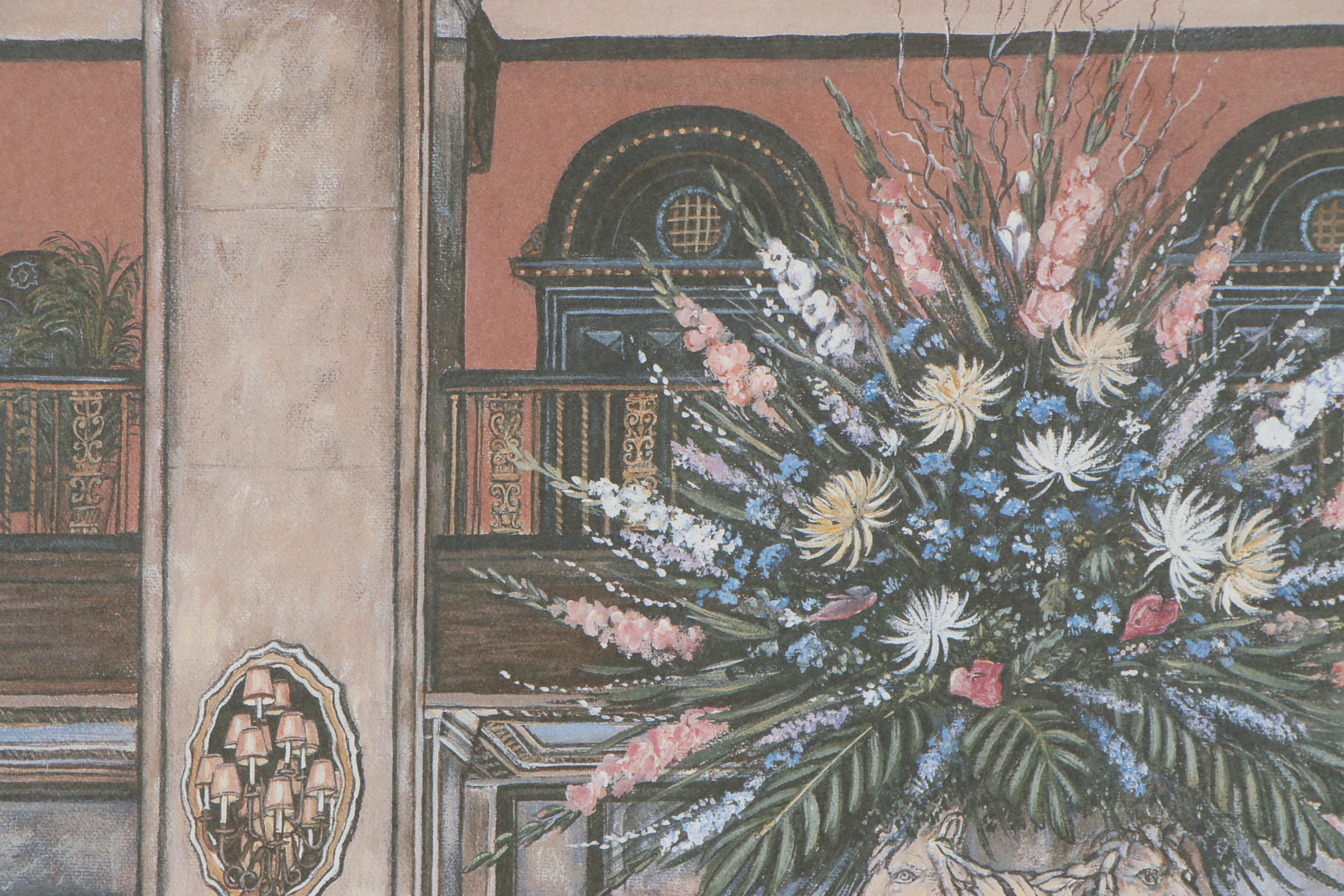 Louise Dunavant Offset Lithograph "Peabody Pets," Late 20th Century