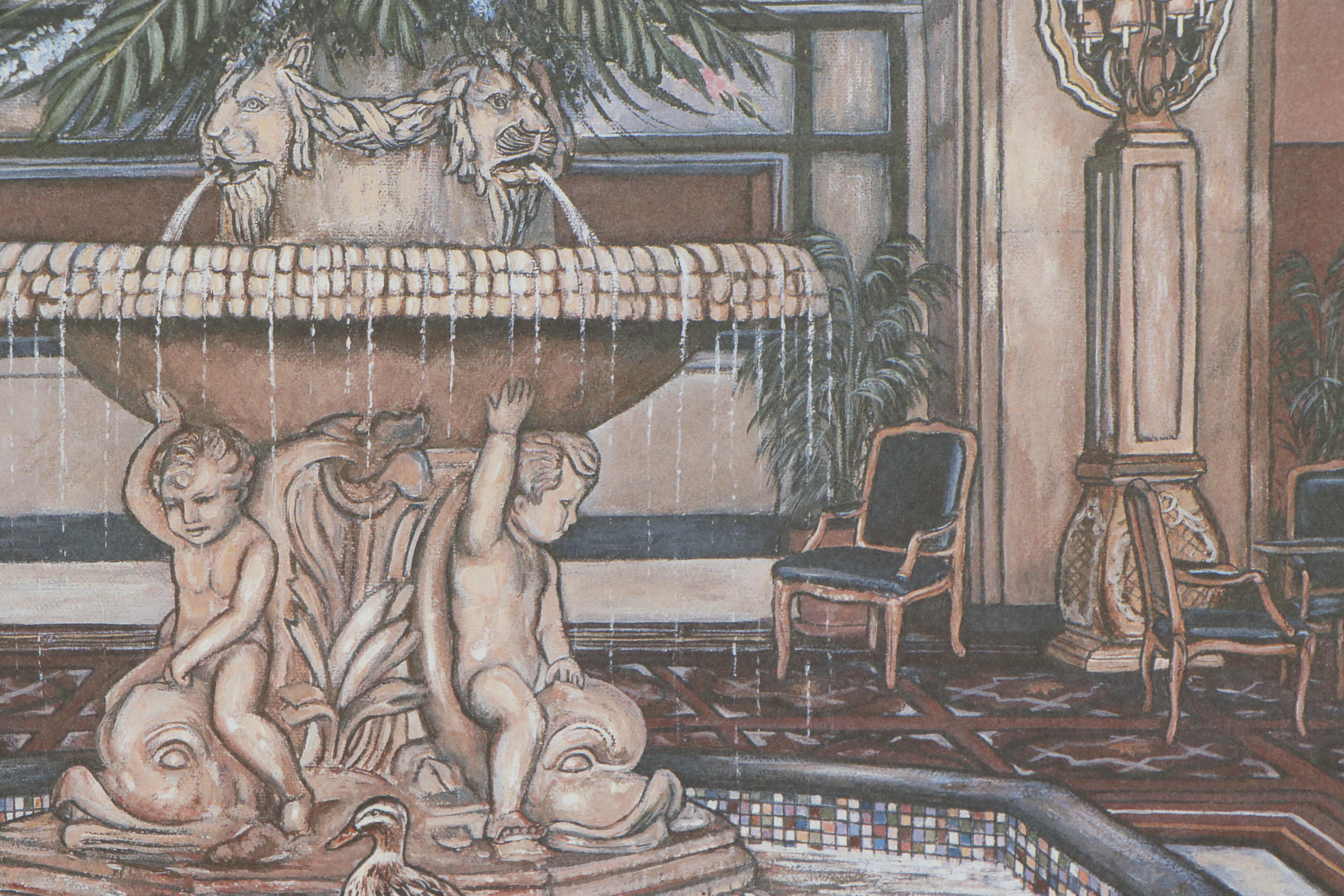 Louise Dunavant Offset Lithograph "Peabody Pets," Late 20th Century