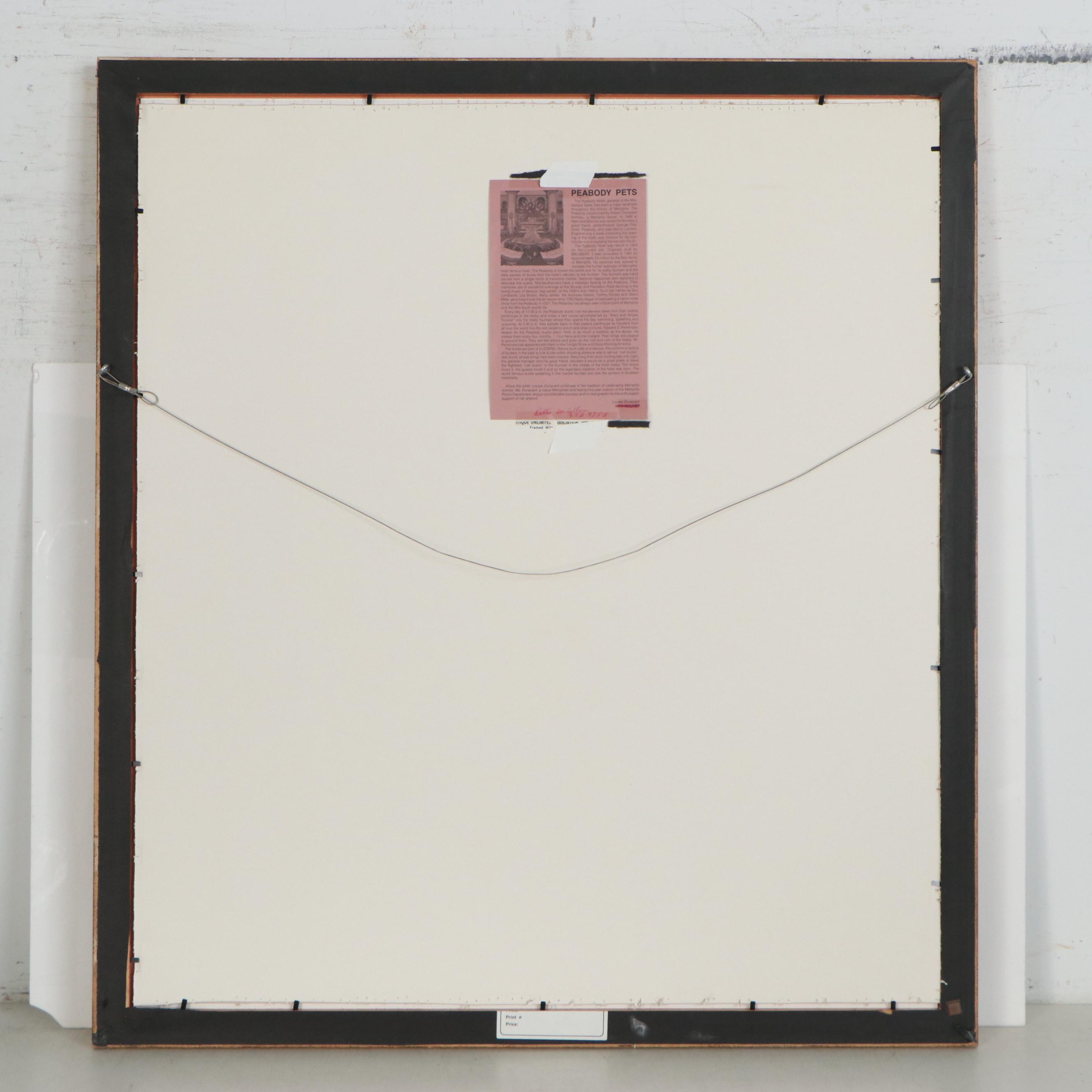 Louise Dunavant Offset Lithograph "Peabody Pets," Late 20th Century