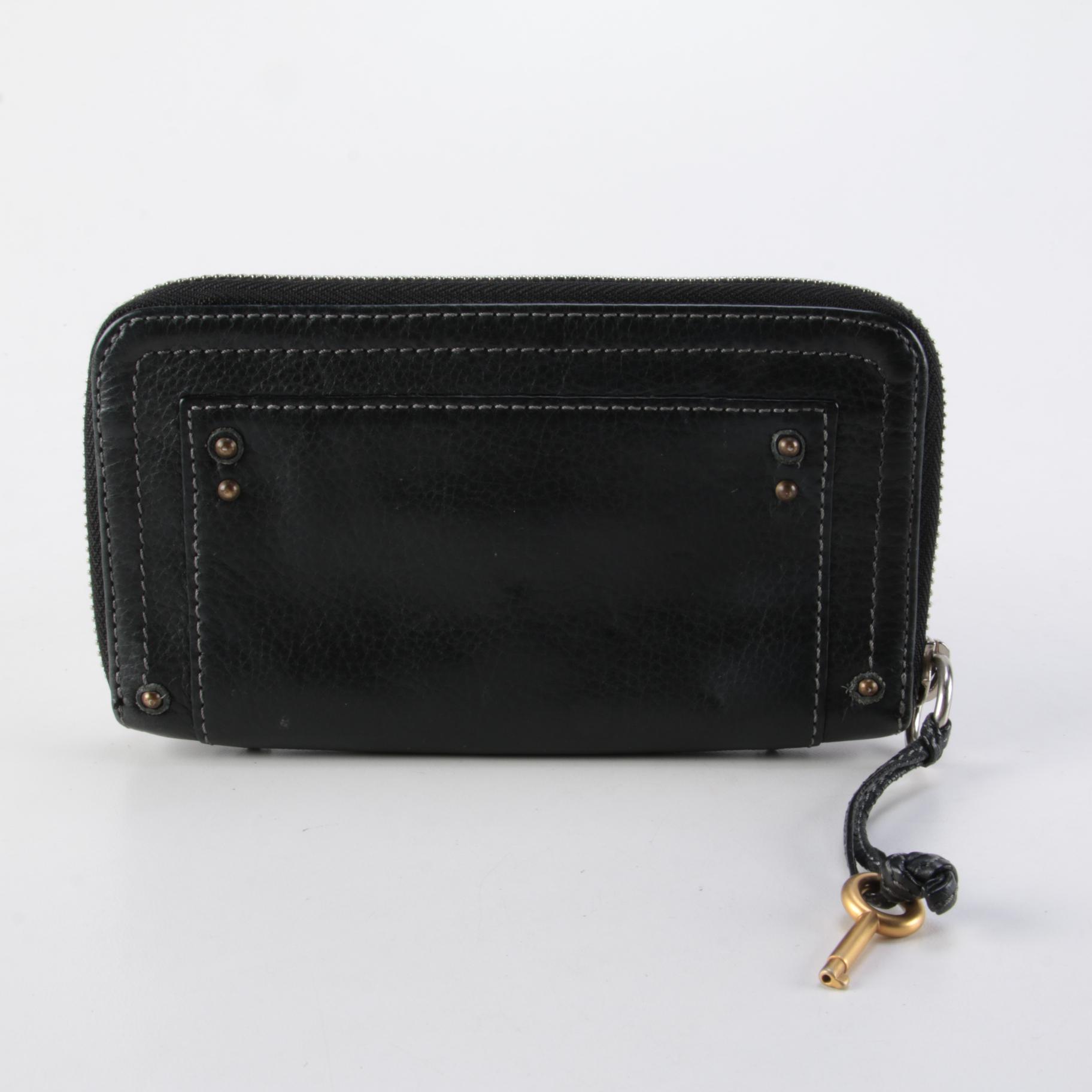 Chloé Black Leather Paddington Zip Around Wallet