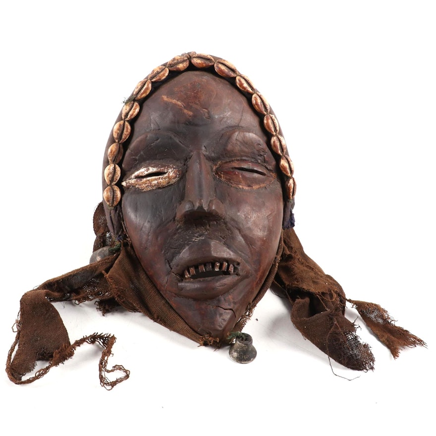 Dan Style "Glengle" Wooden Mask with Embellishments, West Africa