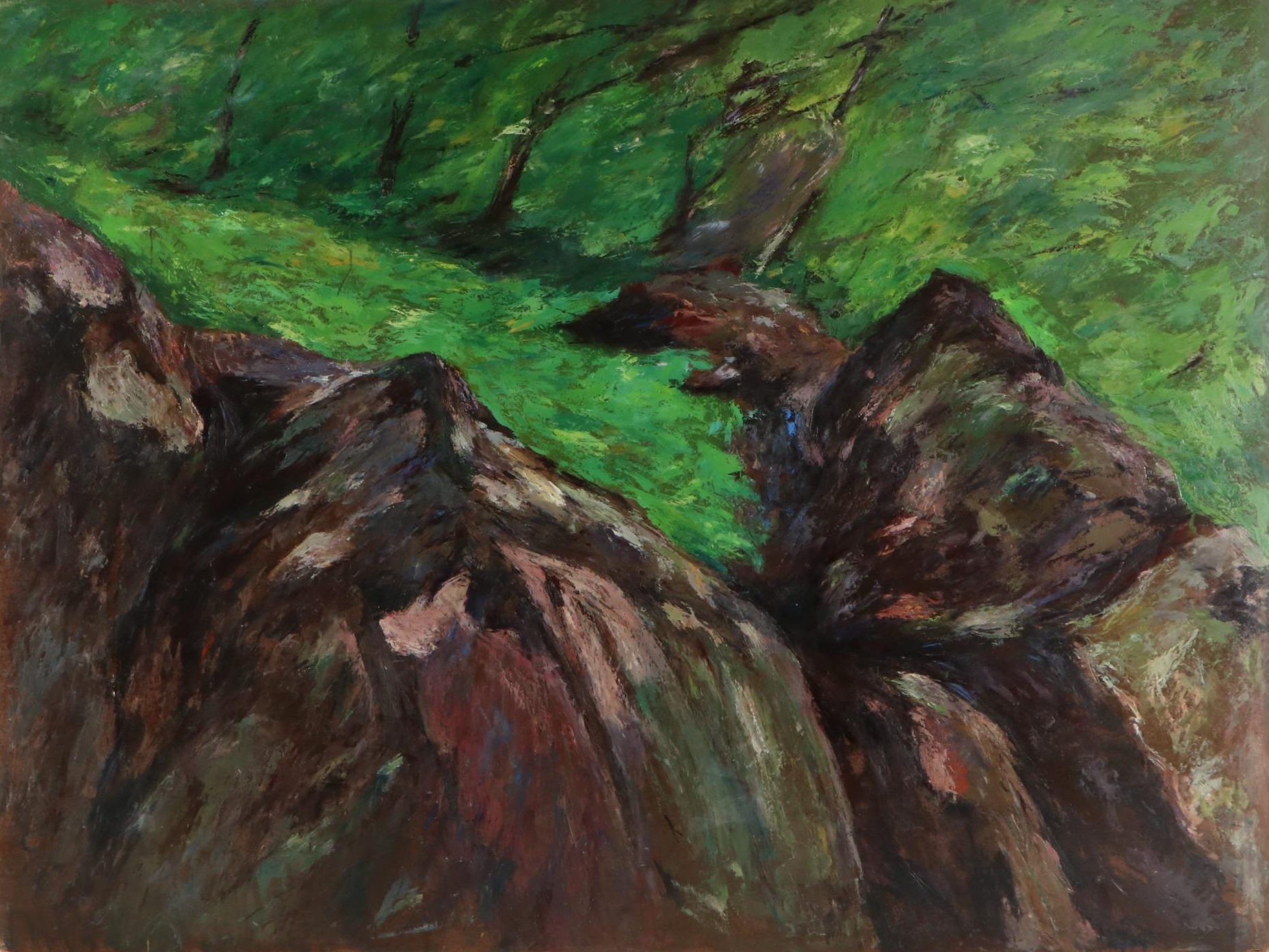 Impressionist Style Oil Painting "Genie's Cave, Wisc.", 1965