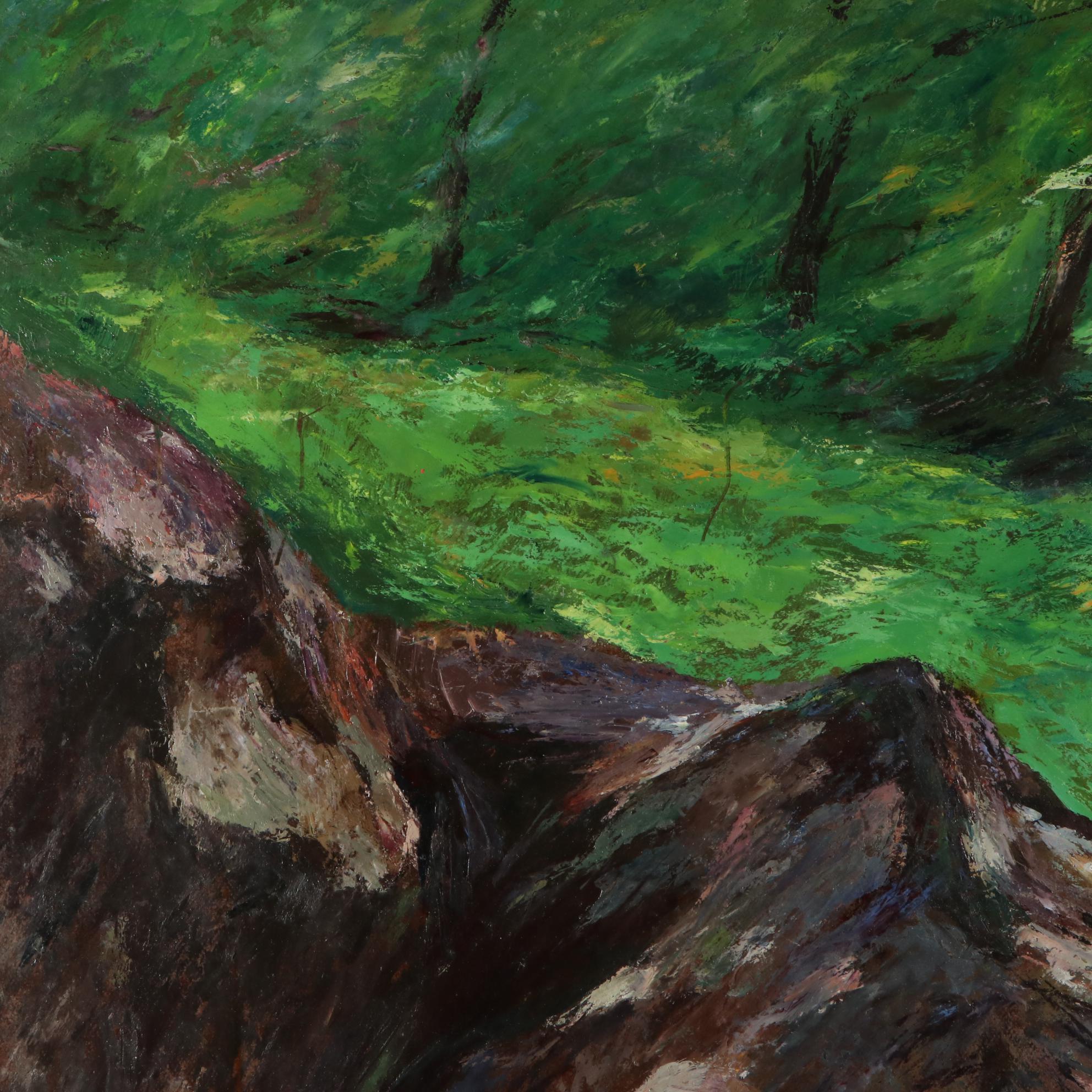 Impressionist Style Oil Painting "Genie's Cave, Wisc.", 1965