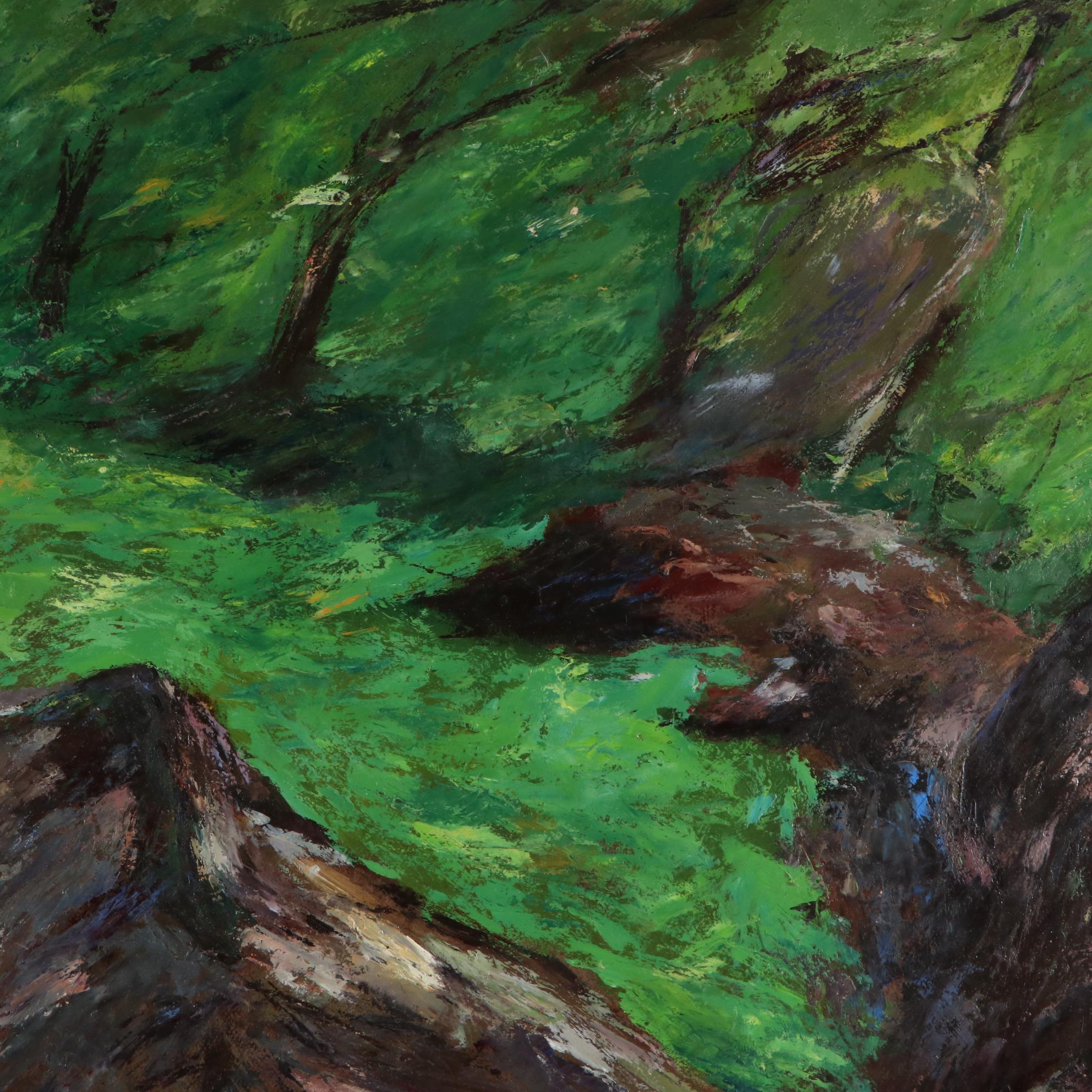 Impressionist Style Oil Painting "Genie's Cave, Wisc.", 1965