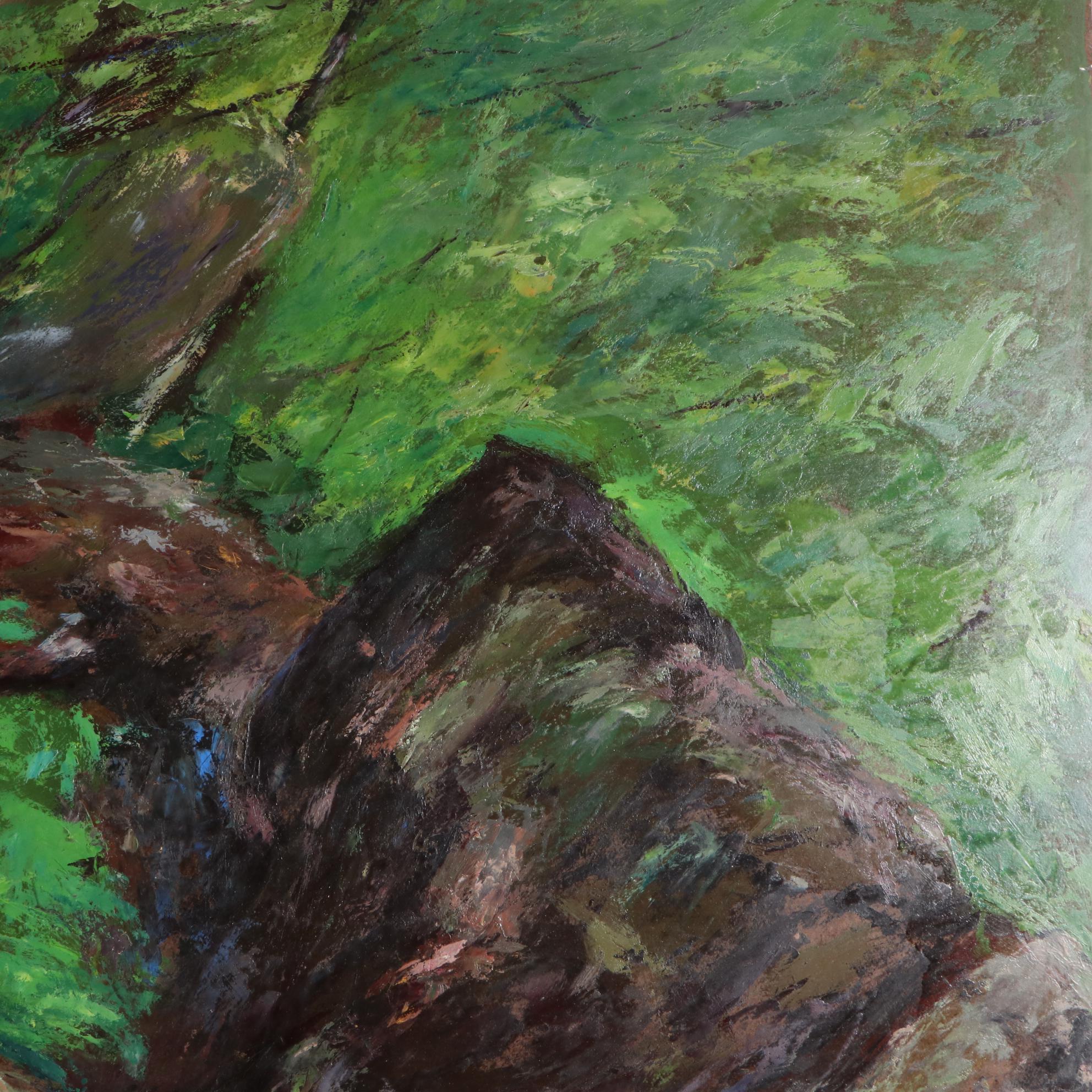 Impressionist Style Oil Painting "Genie's Cave, Wisc.", 1965