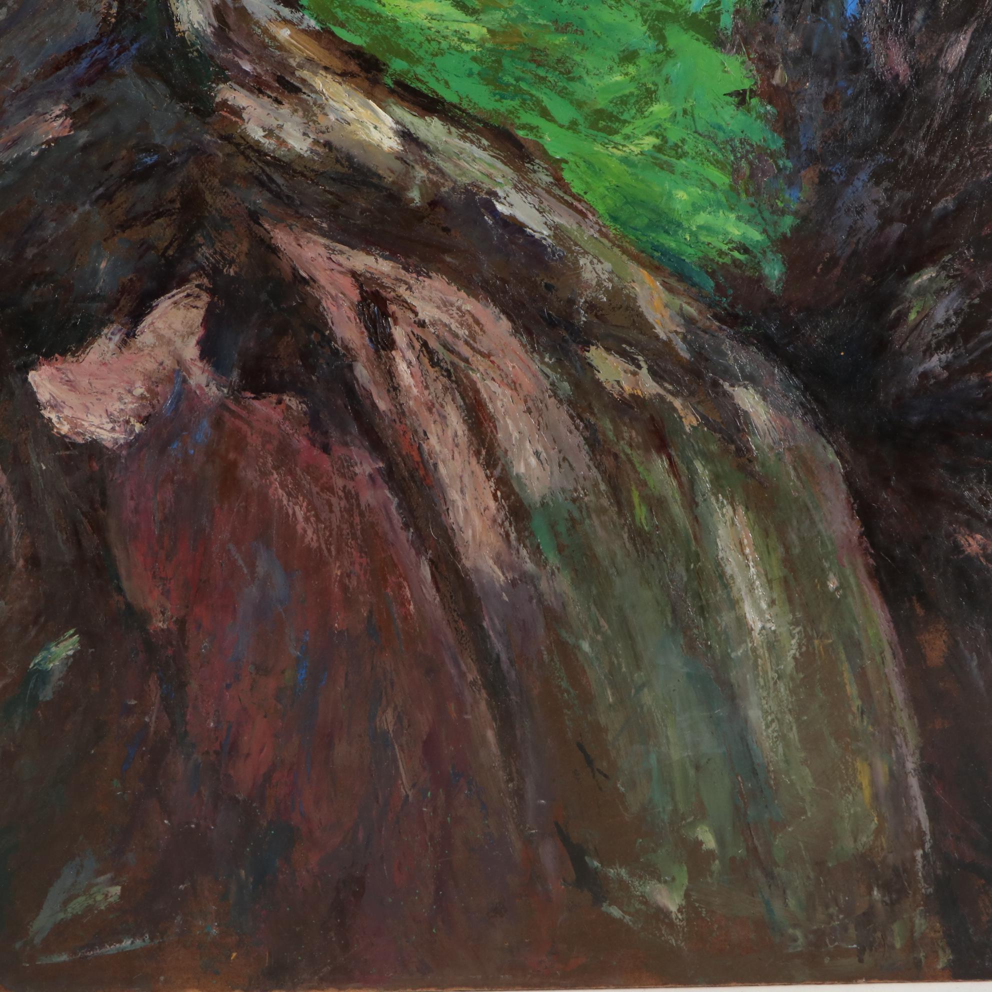 Impressionist Style Oil Painting "Genie's Cave, Wisc.", 1965