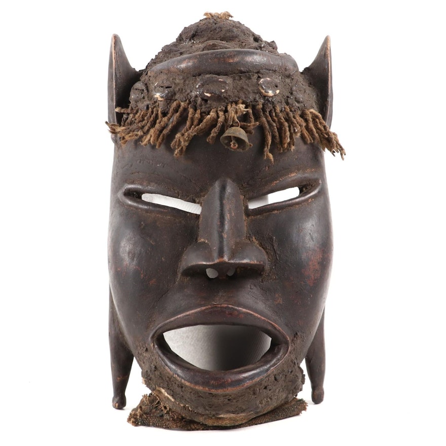 Dan Inspired Wooden Mask with Embellishments, West Africa