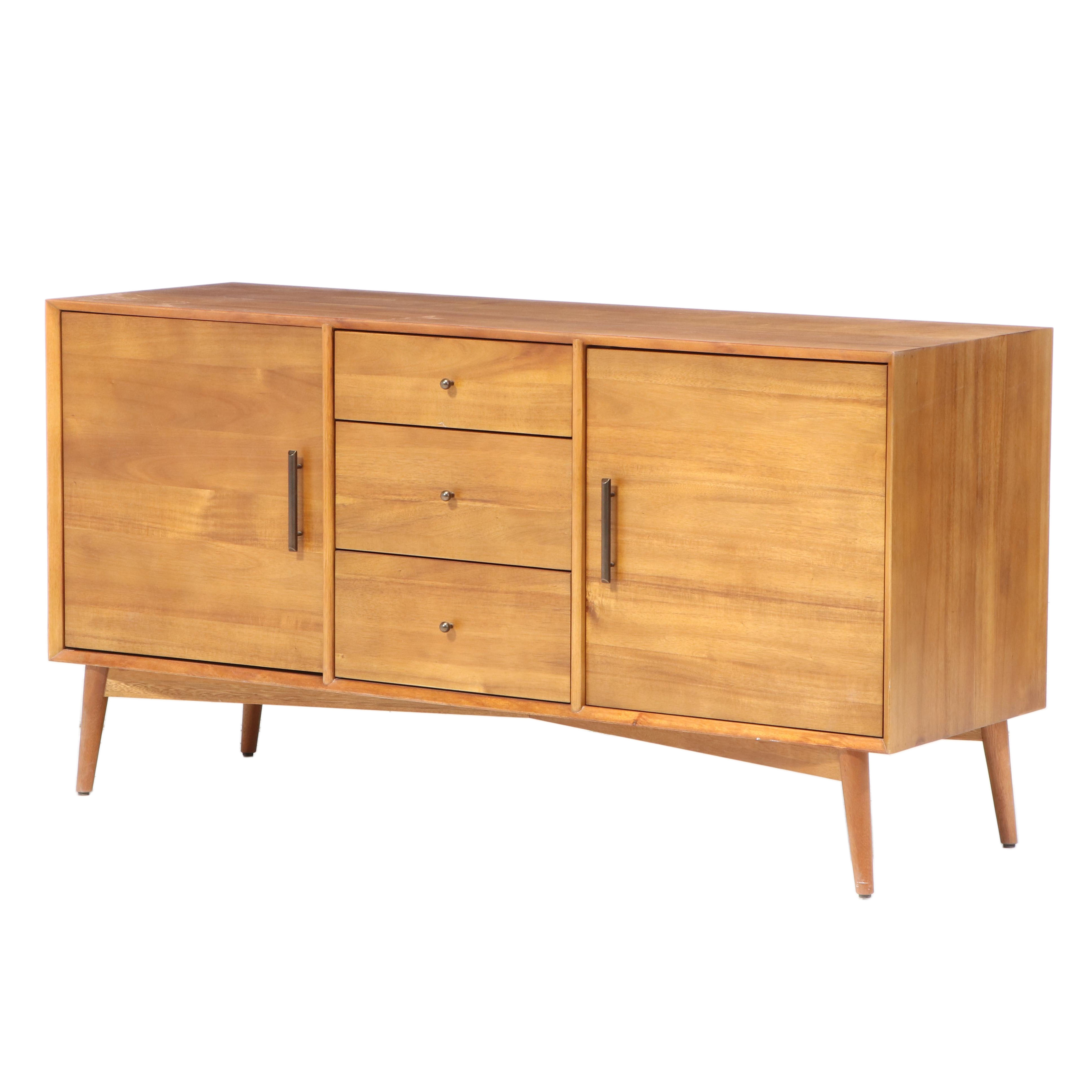 West Elm Modernist Style Eucalyptus and Acacia Wood Buffet