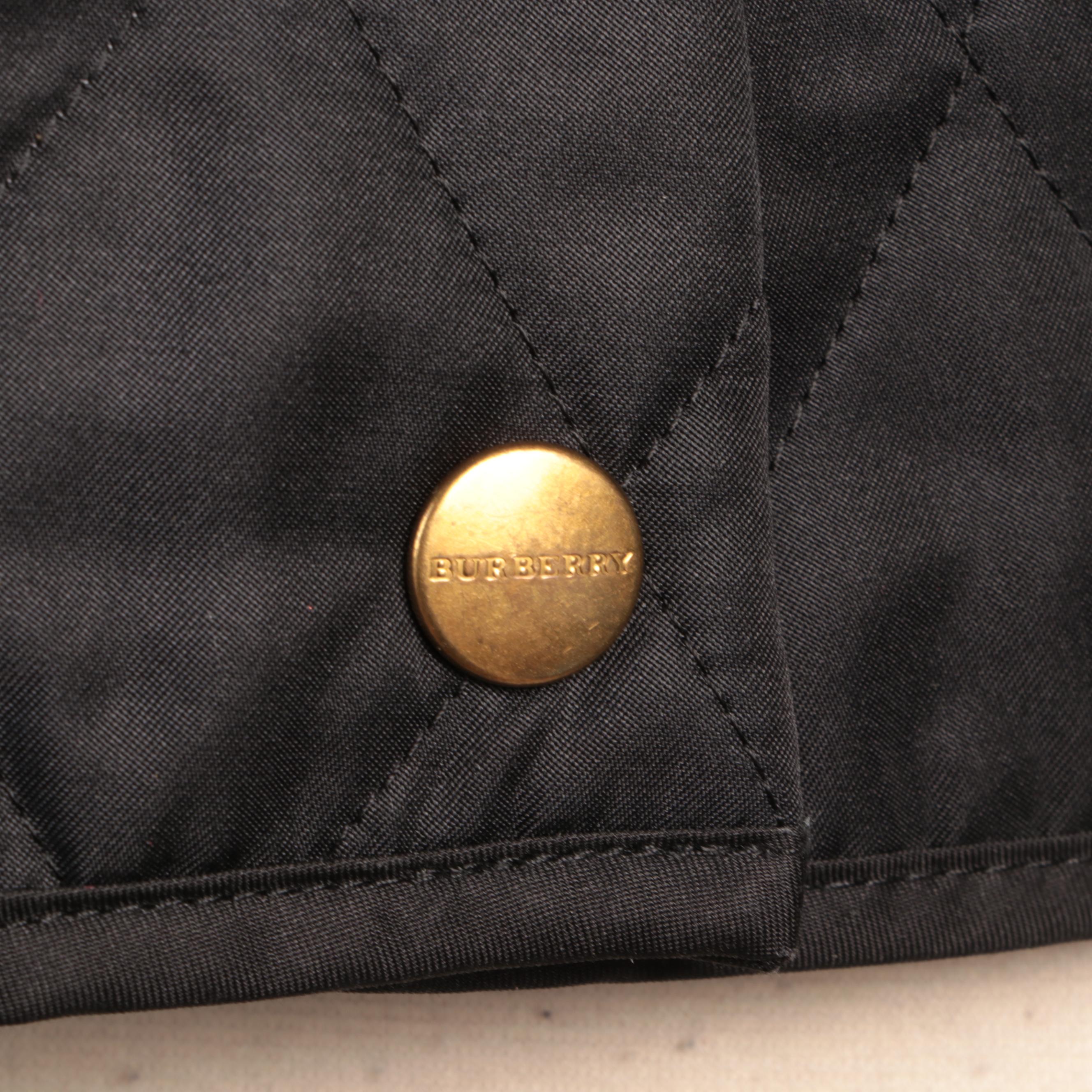Burberry London Black Quilted Jacket with Metallic Check Lining