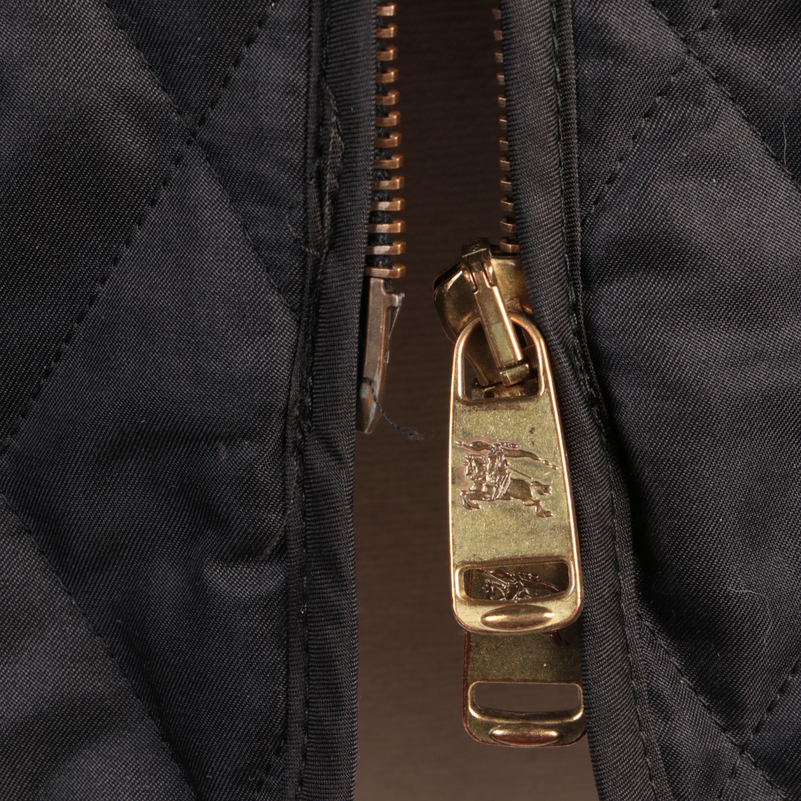 Burberry London Black Quilted Jacket with Metallic Check Lining