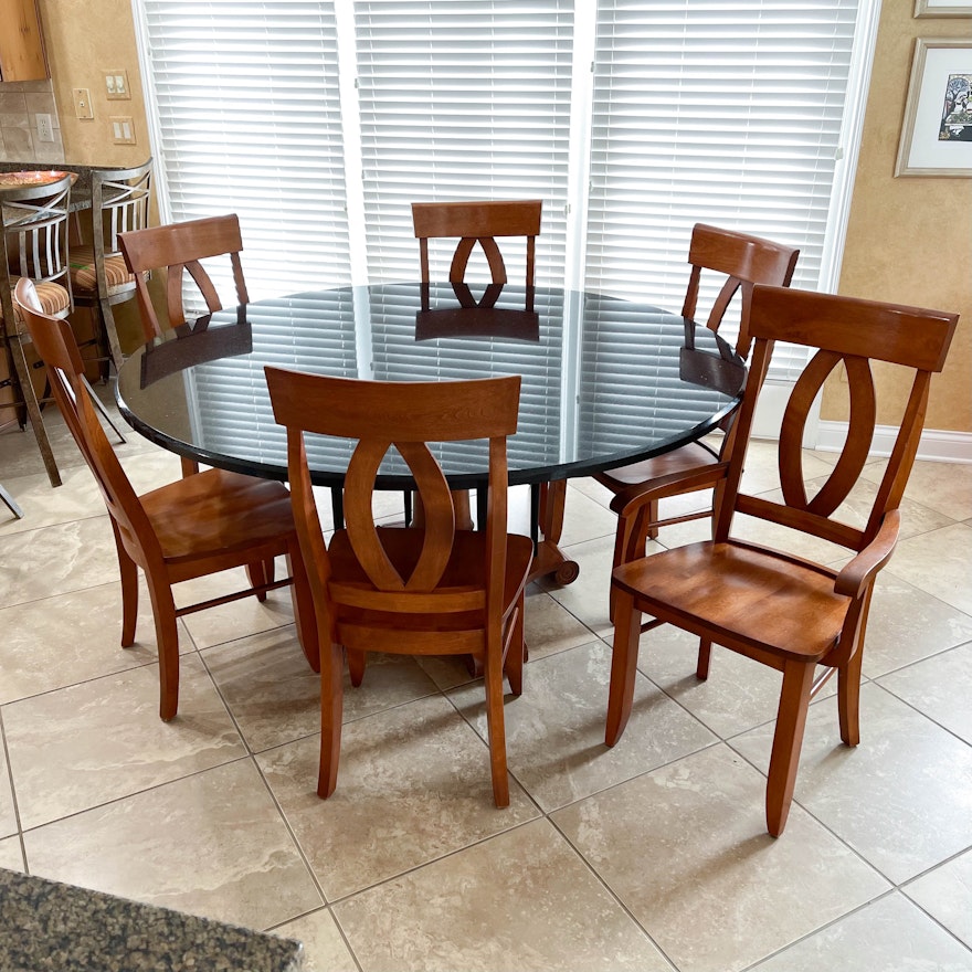 Seven-Piece Biedermeier Style Fruitwood-Stained Dining Set