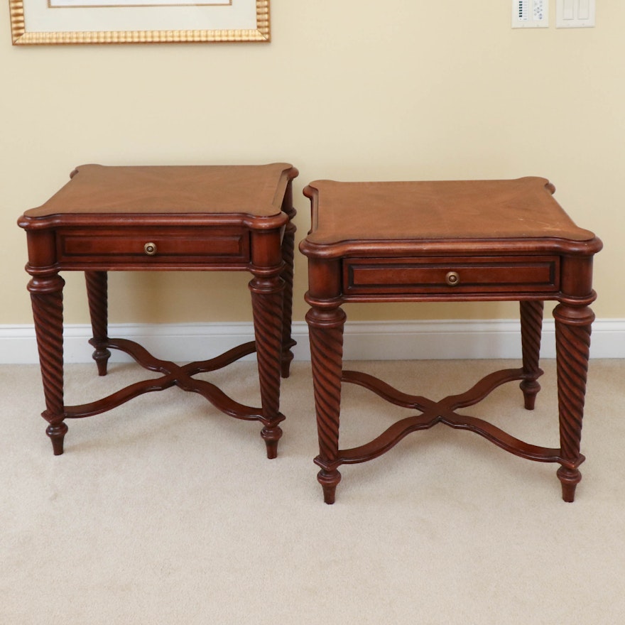 Pair of Hickory White "Balmoral" Mahogany Bedside Tables