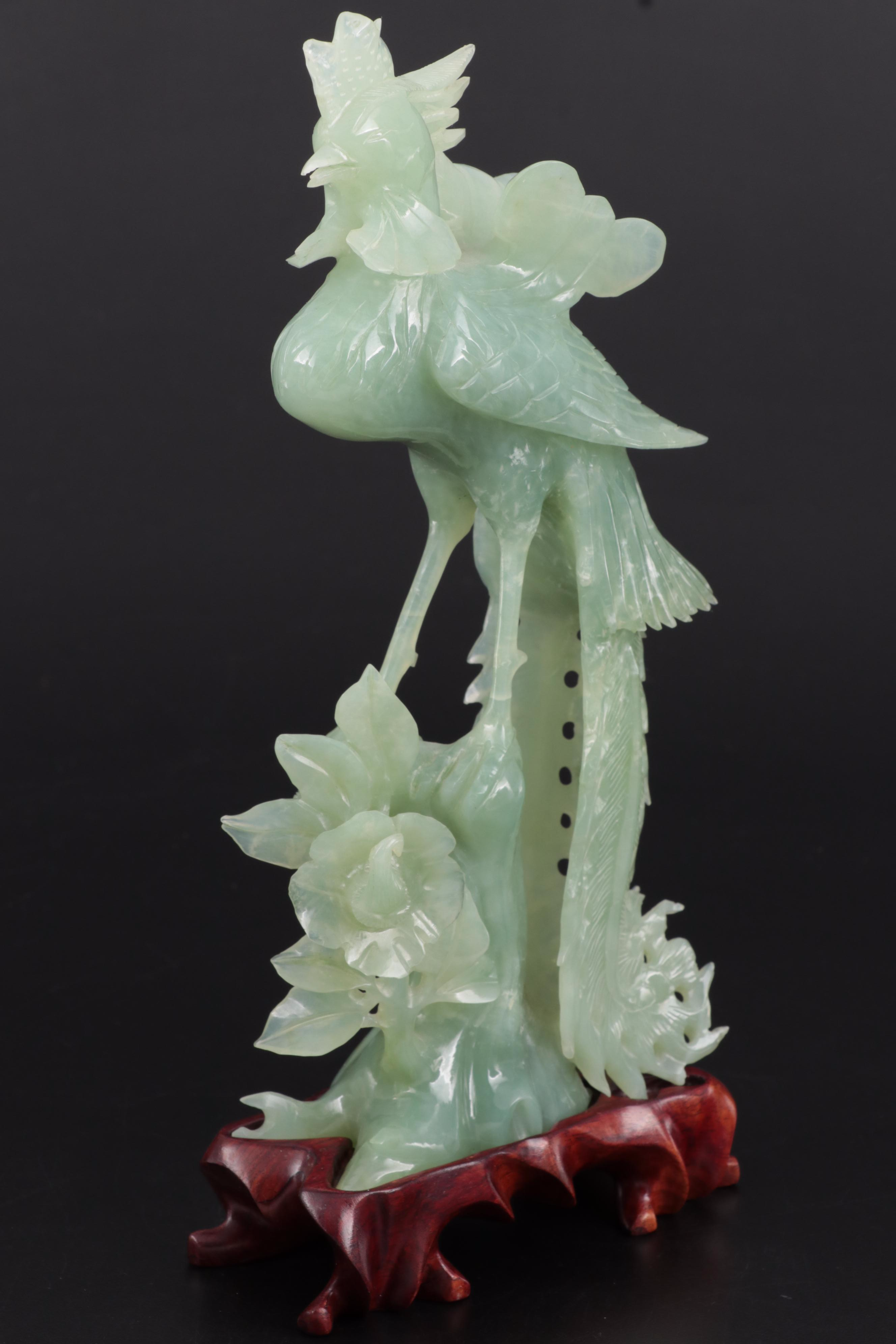 Chinese Carved Bowenite Phoenix Figurine