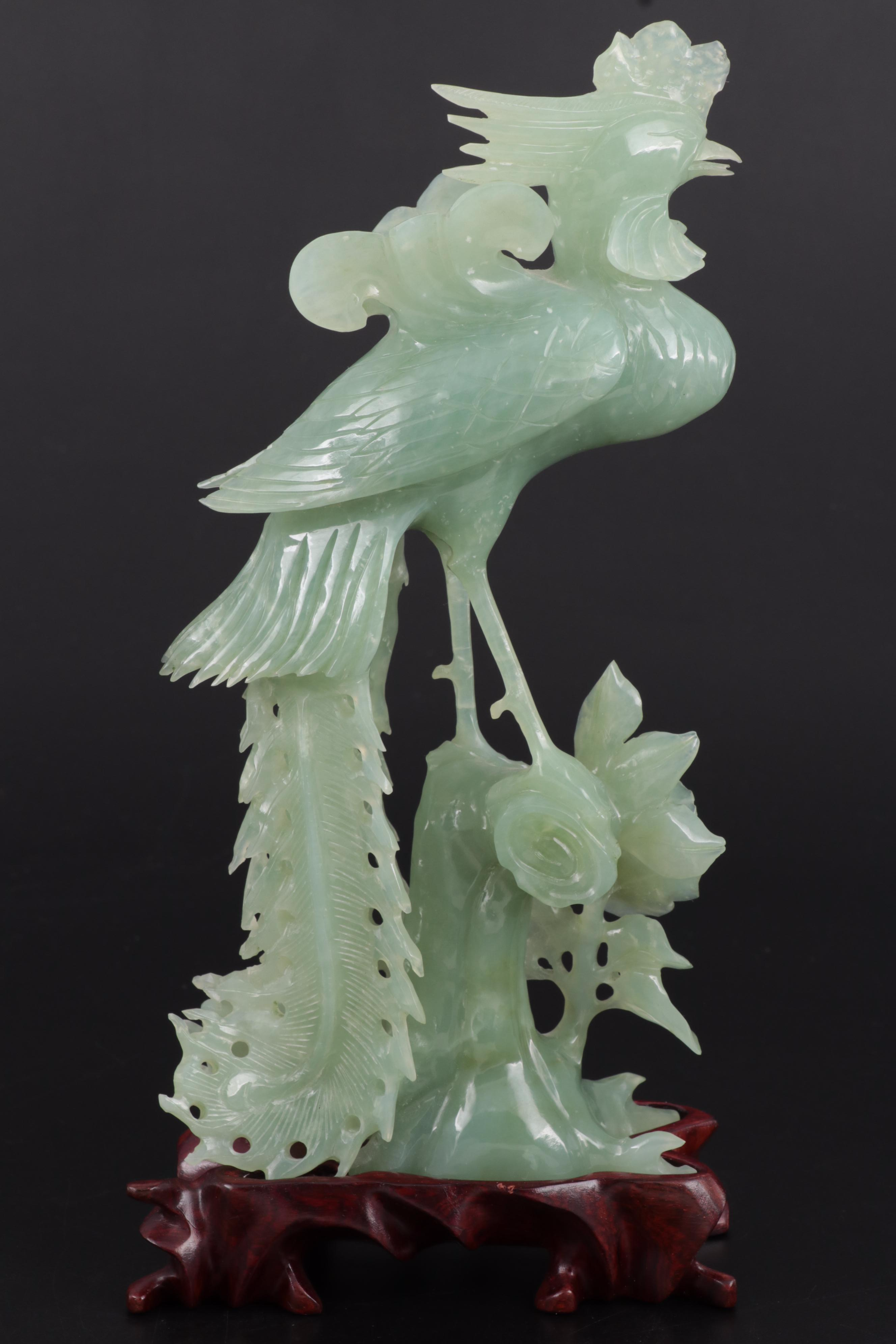 Chinese Carved Bowenite Phoenix Figurine