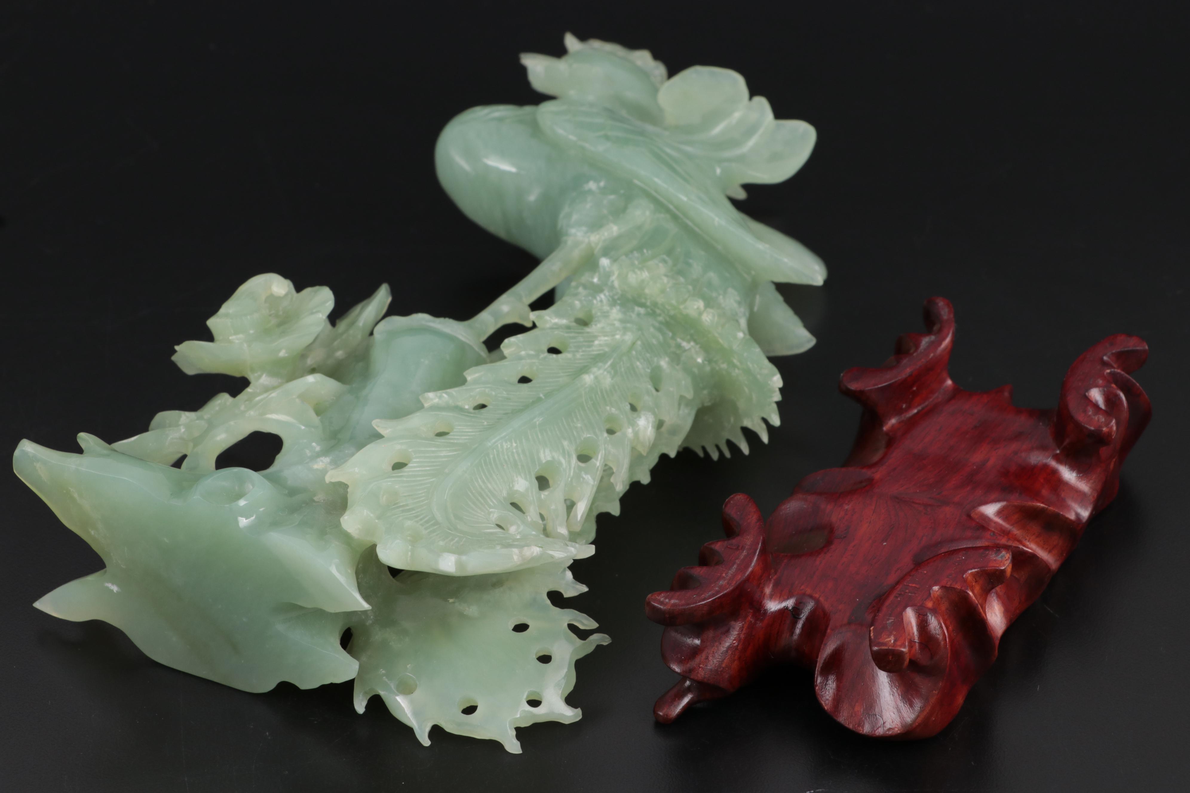 Chinese Carved Bowenite Phoenix Figurine