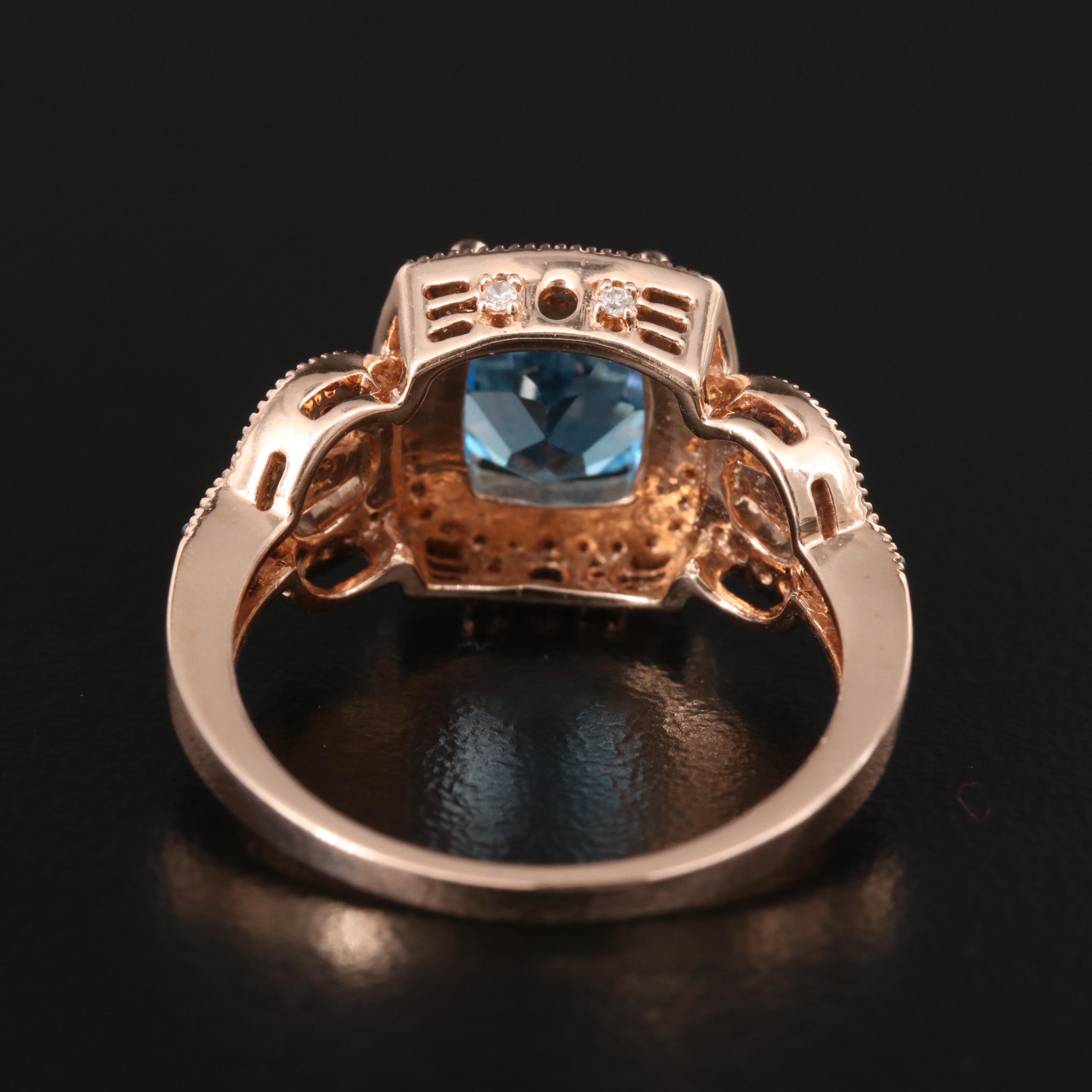 10K Rose Gold Topaz and Diamond Ring