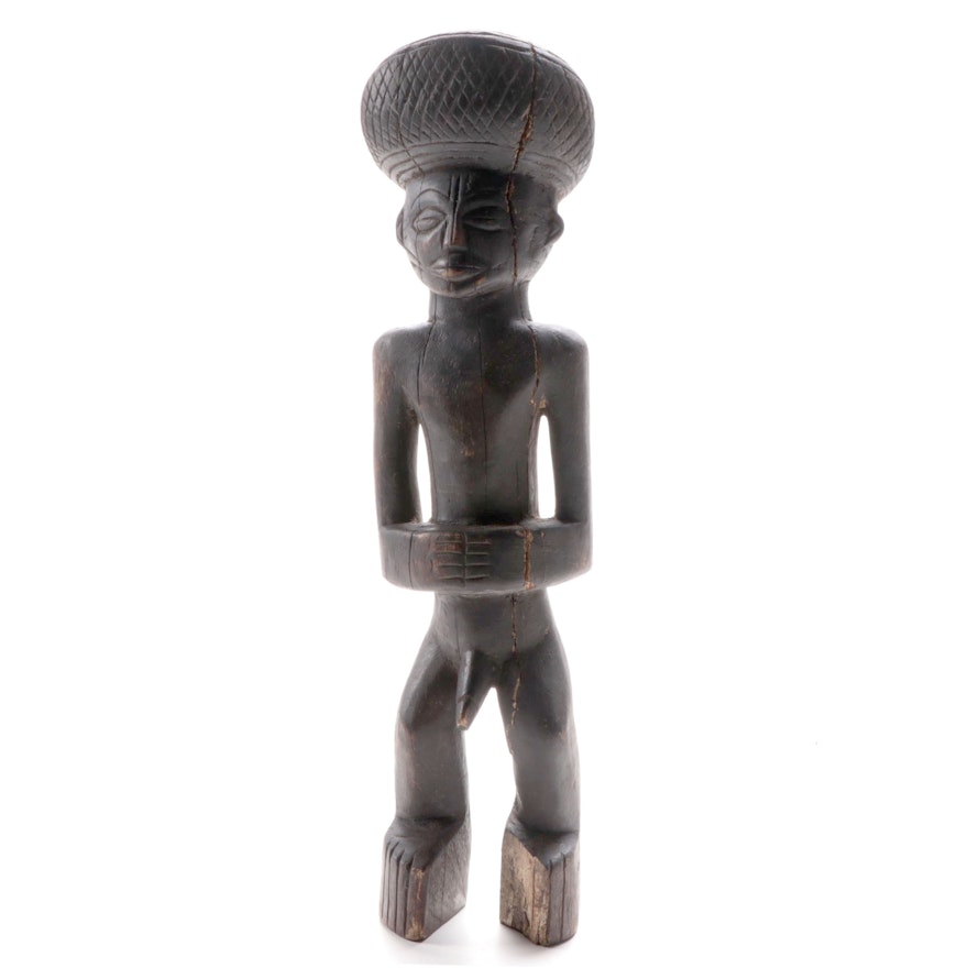 Lwena Style Wooden Male Figure Sculpture, Central Africa