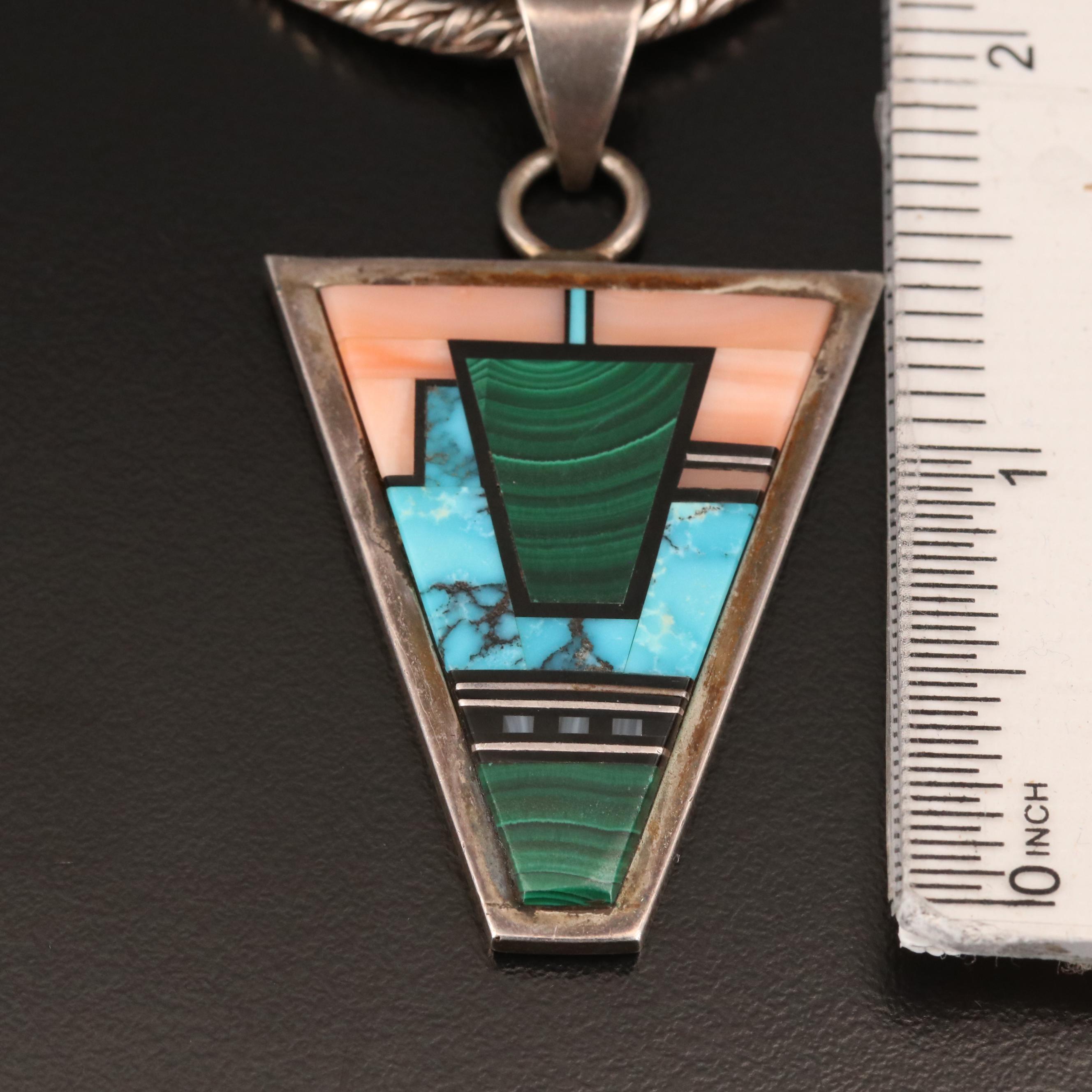 Sterling Pendant Necklace Including Malachite, Coral, Turquoise and More
