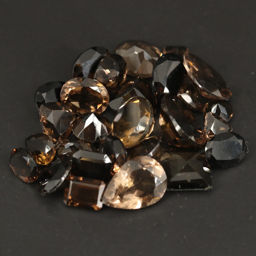 Loose 60.98 CTW Faceted Smoky Quartz Assortment