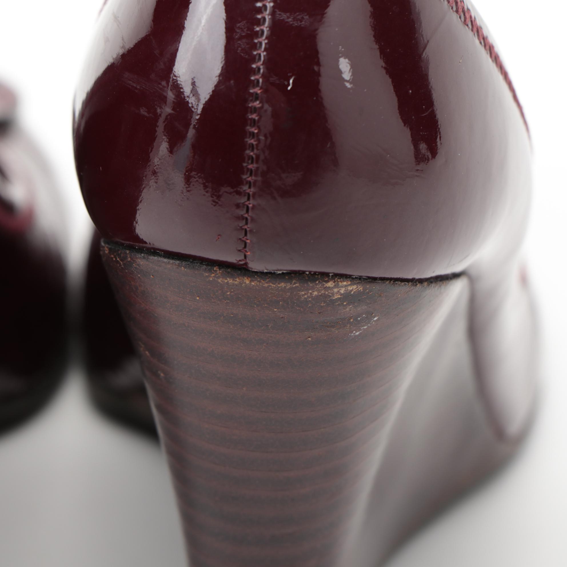 Tory Burch Burgundy Patent Leather Wedges