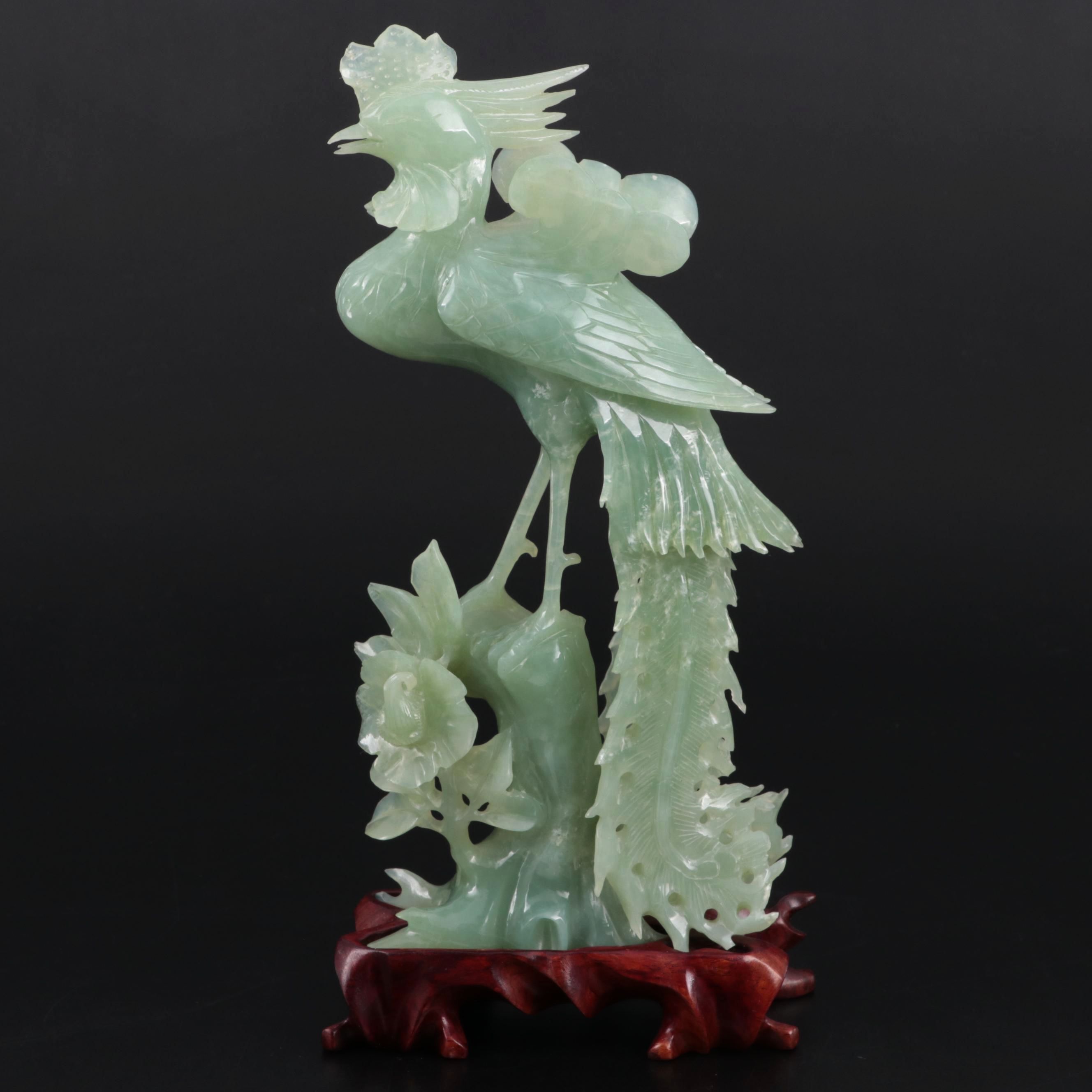 Chinese Carved Bowenite Phoenix Figurine