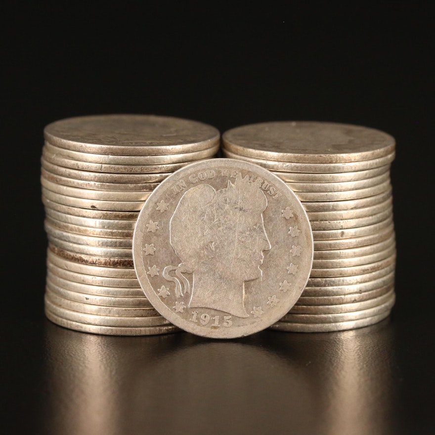 Forty Barber Silver Quarters