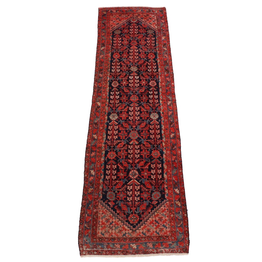 3'4 x 11'7 Hand-Knotted Persian Hamadan Long Rug, Early to Mid-20th Century