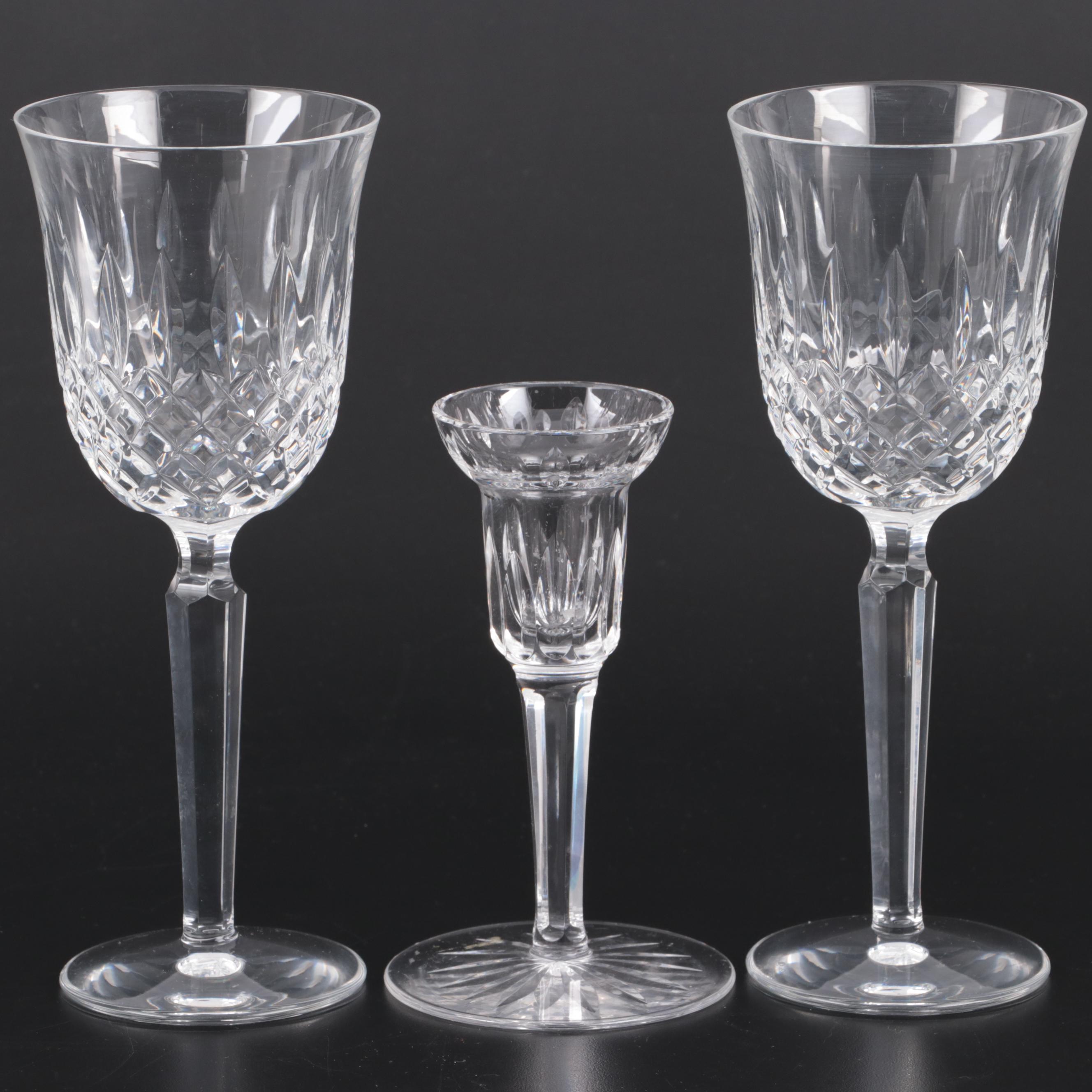 Waterford Crystal "Kelsey" Water Goblets with Candlestick and Clock