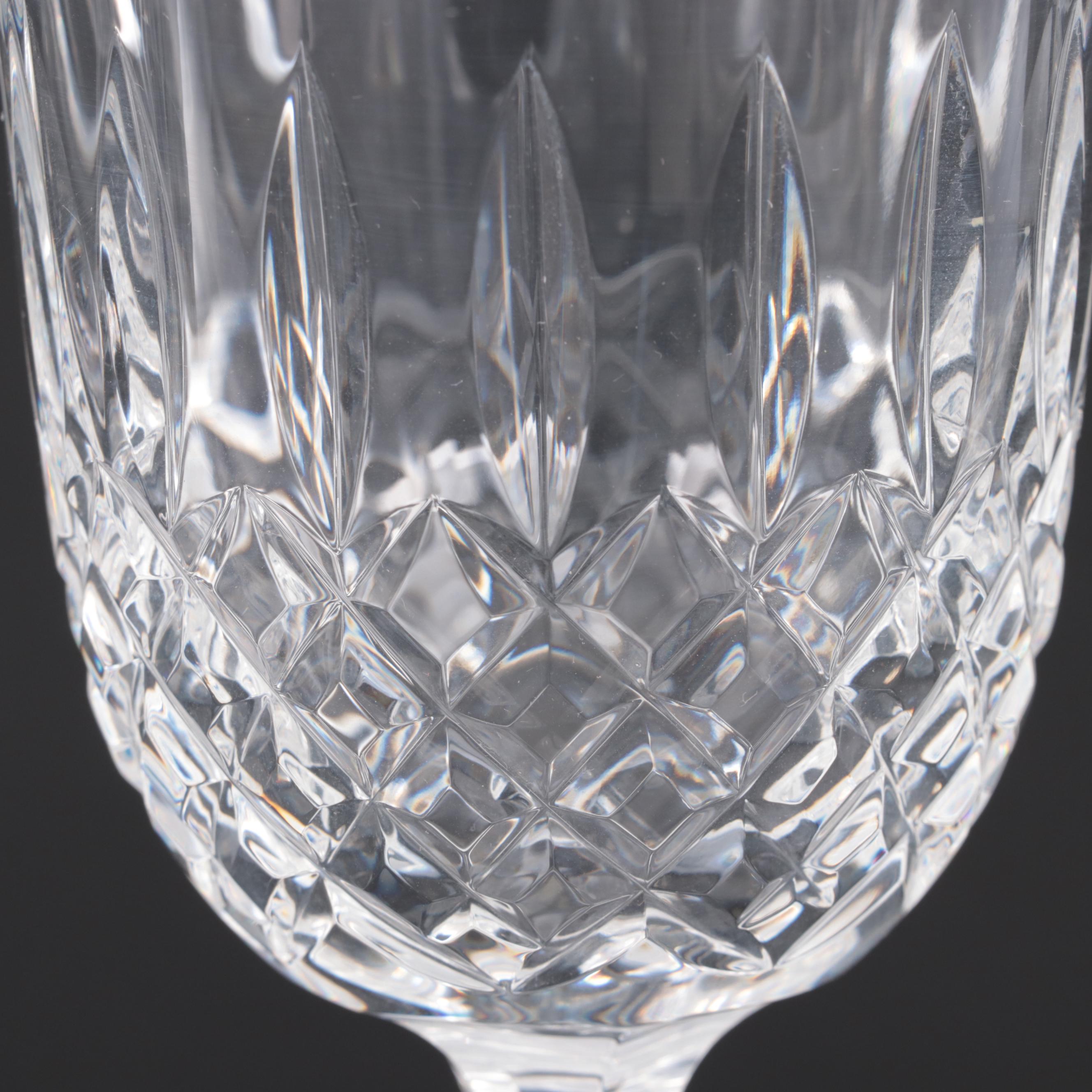Waterford Crystal "Kelsey" Water Goblets with Candlestick and Clock