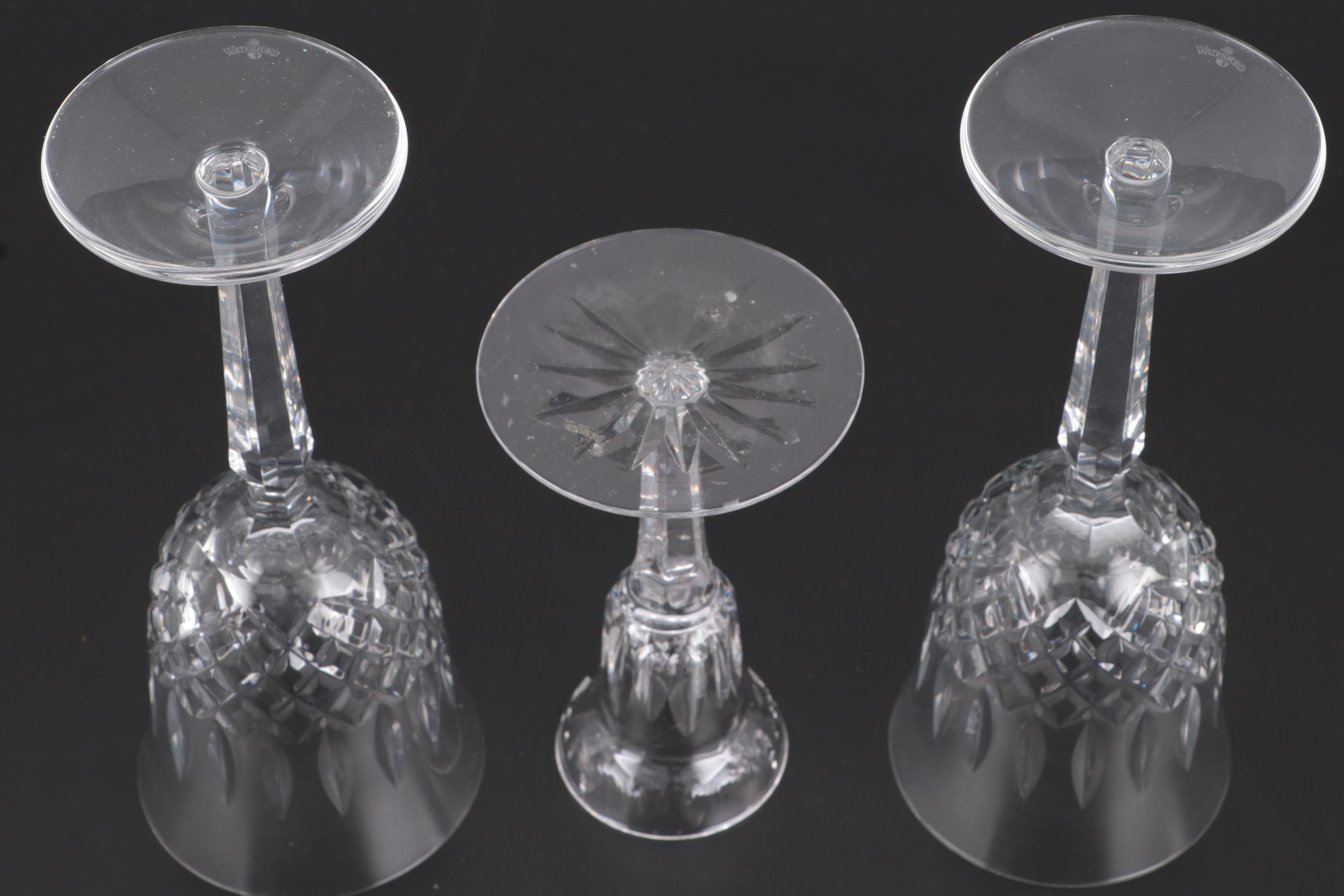 Waterford Crystal "Kelsey" Water Goblets with Candlestick and Clock