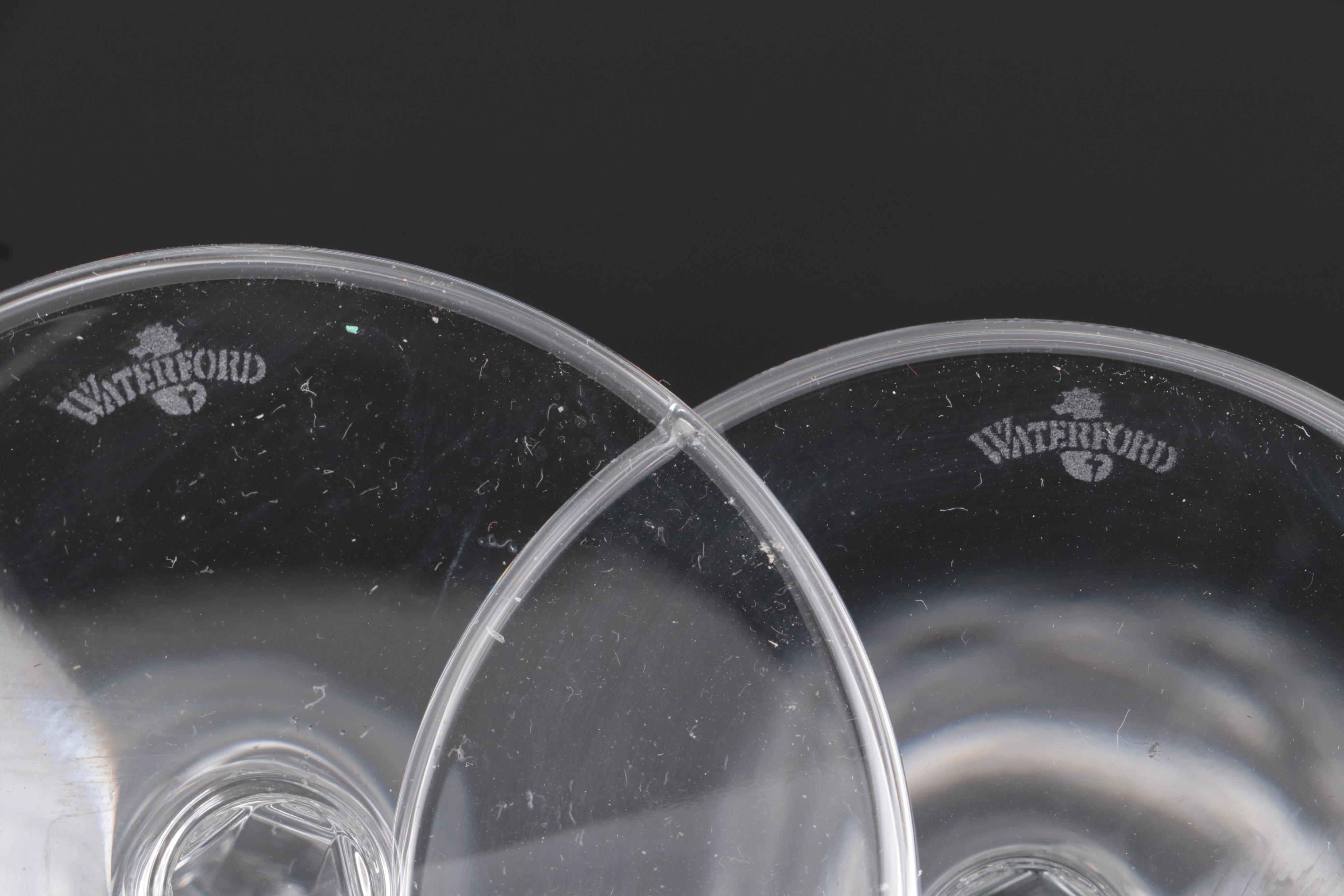 Waterford Crystal "Kelsey" Water Goblets with Candlestick and Clock