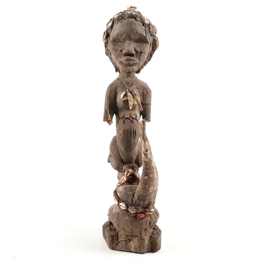 Dan Style Handcrafted Wooden Offering Figure, West Africa