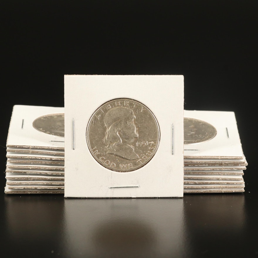 Twenty Franklin Silver Half Dollars