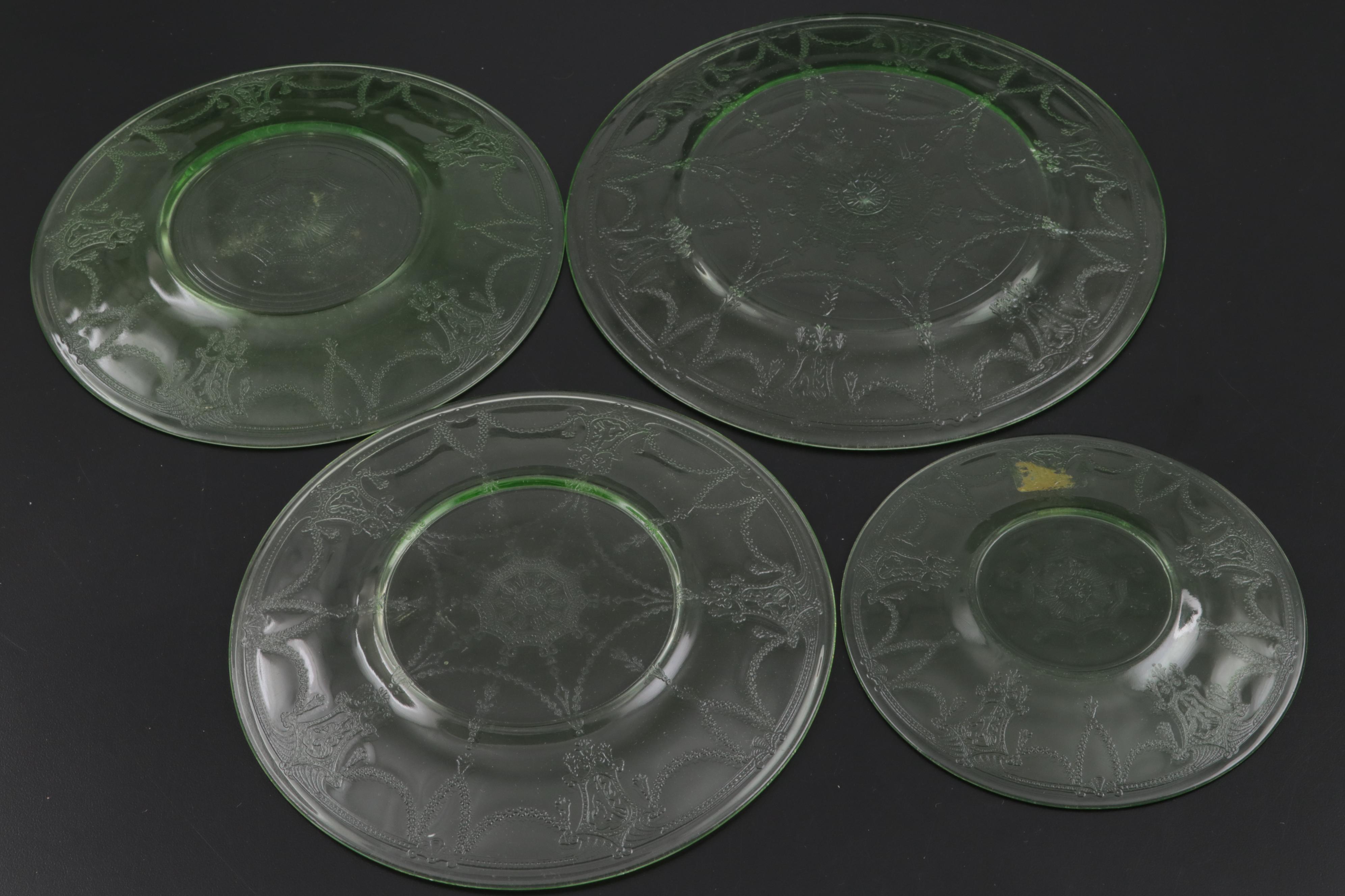 Anchor Hocking "Cameo" and Other Green Depression Glass Dinnerware