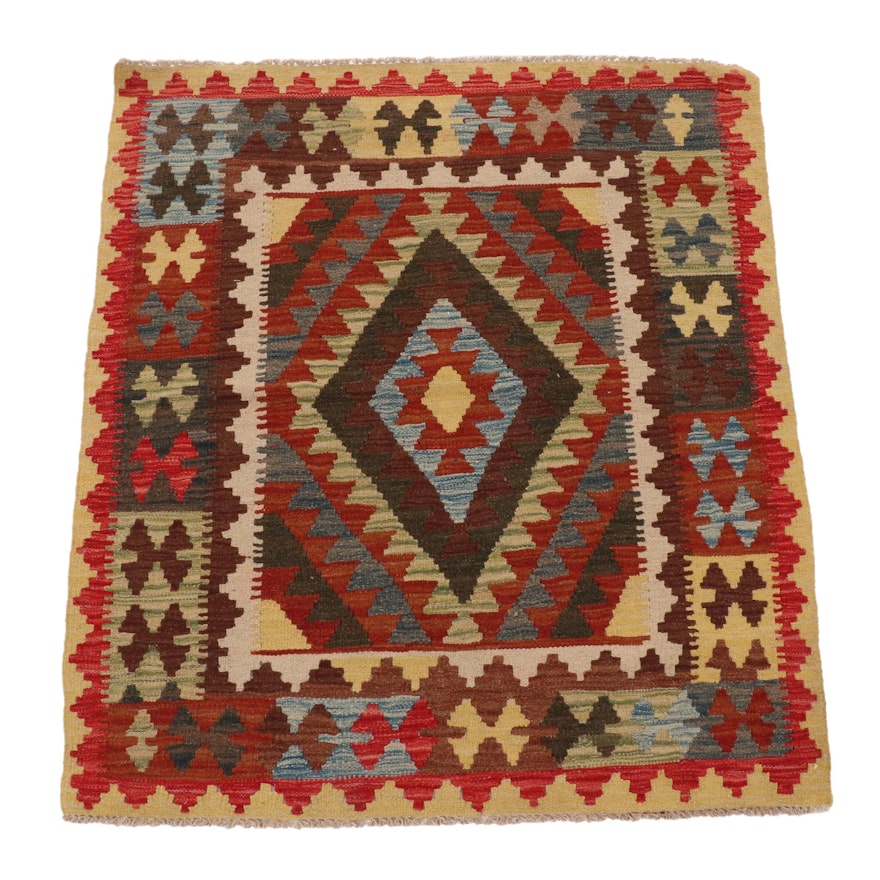 3'4 x 3'10 Handwoven Afghan Turkish Kilim Accent Rug