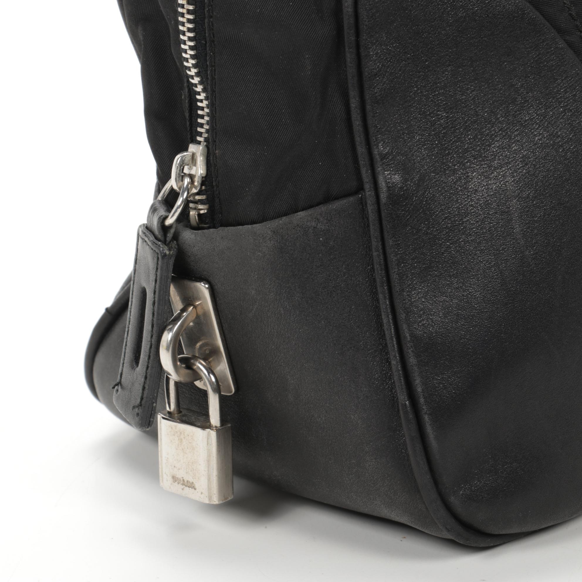 Prada Shoulder Bag in Black Tessuto Nylon and Leather