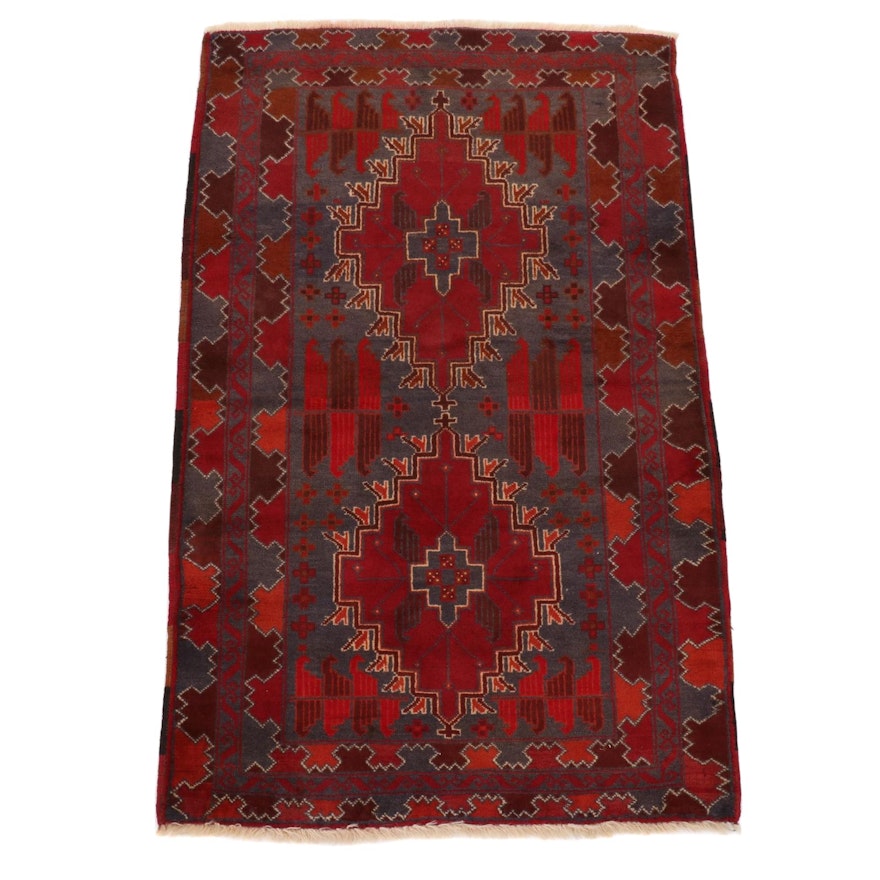 3'1 x 5'0 Hand-Knotted Afghan Baluch Area Rug