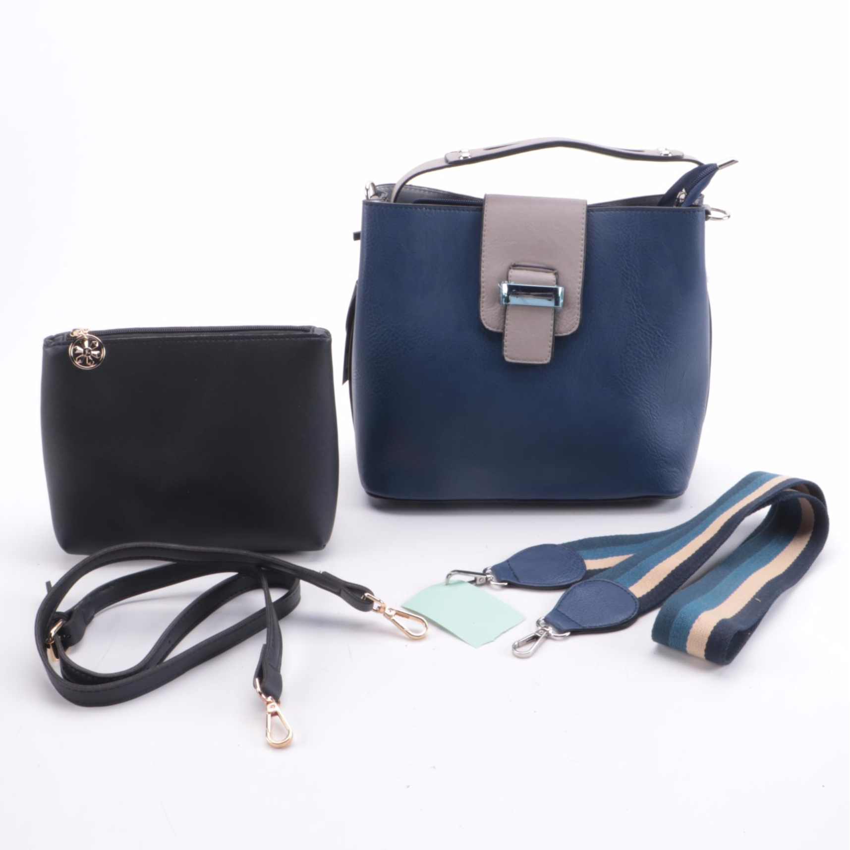 K. Carroll Accessories Vegan Leather Lucy Satchel, Cosmetics Pouch and Strap