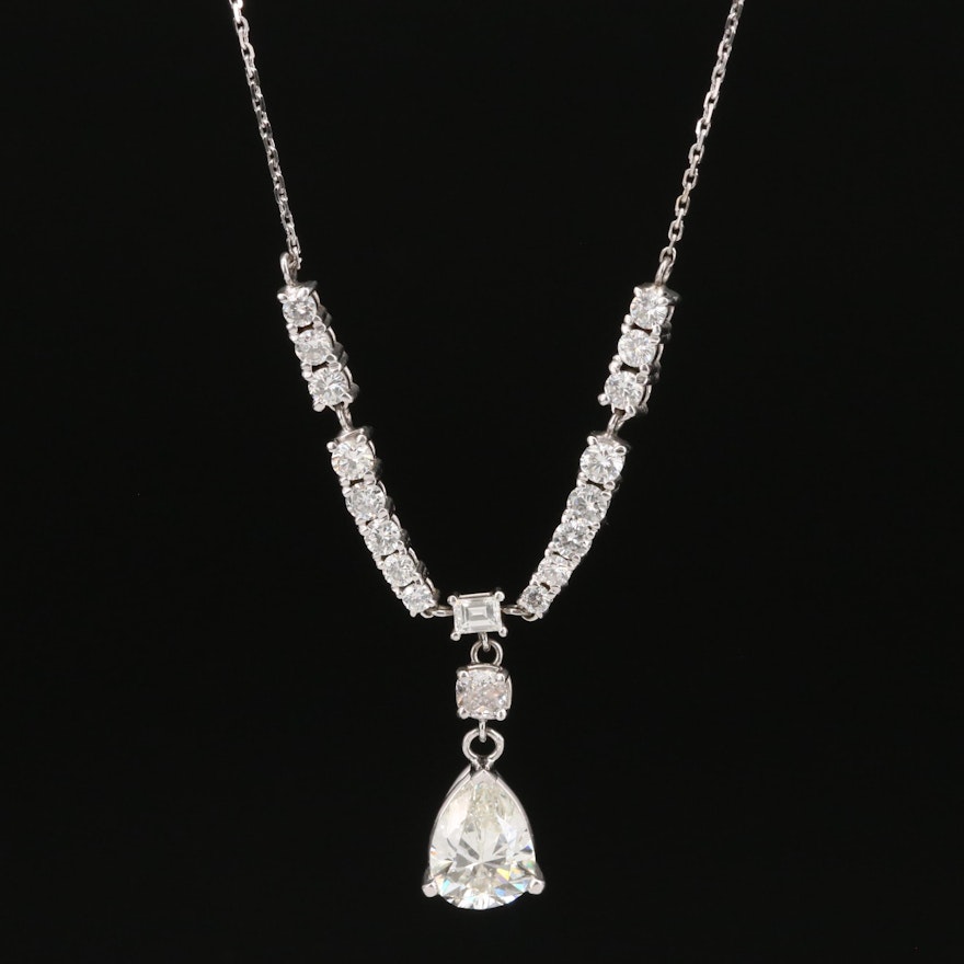 14K 3.31 CTW Diamond Necklace with GIA Report