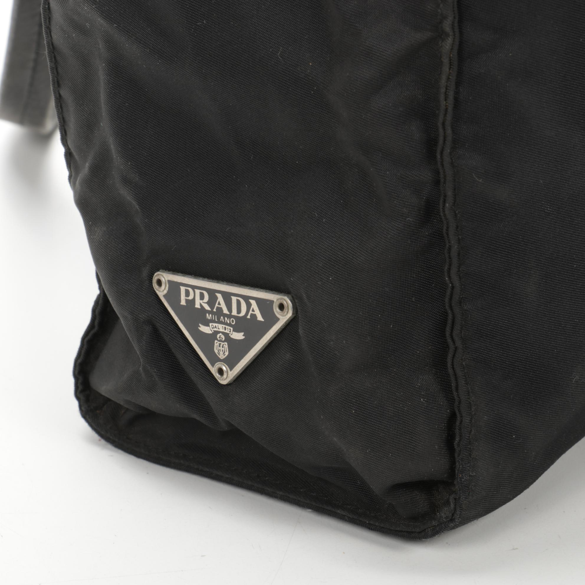 Prada Tote Bag in Black Tessuto Nylon with Leather Handles