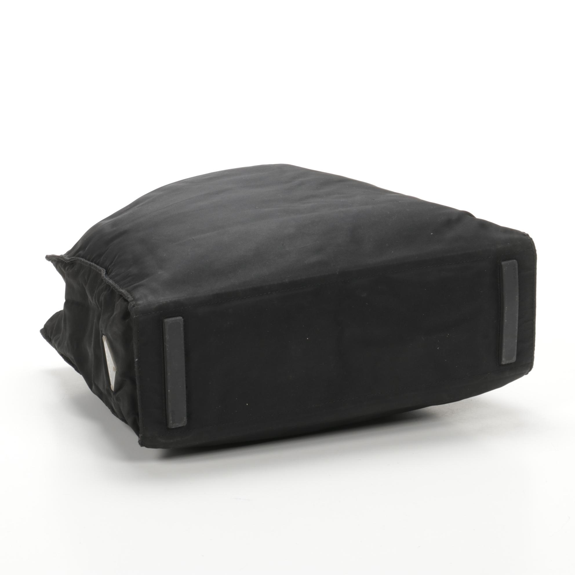 Prada Tote Bag in Black Tessuto Nylon with Leather Handles