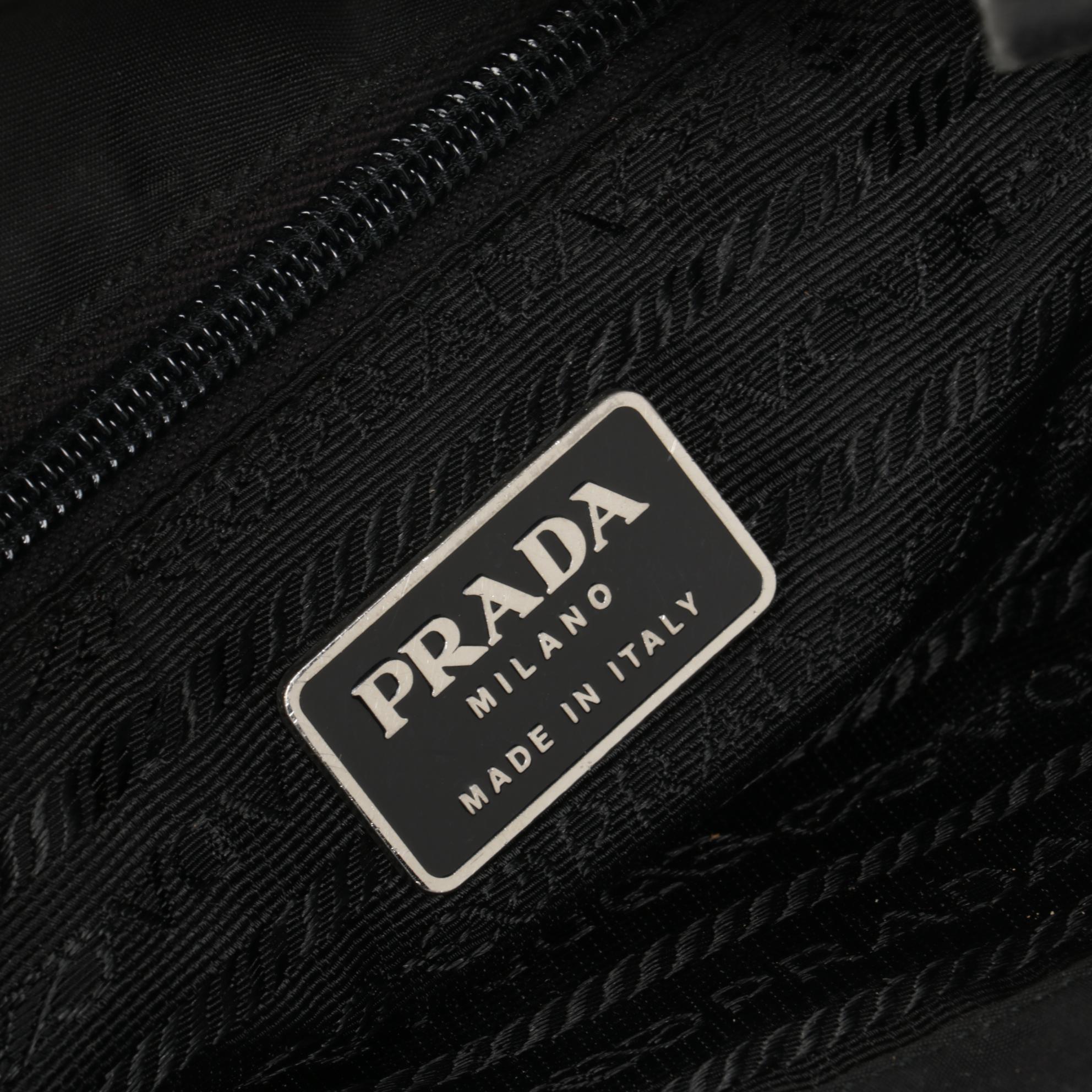 Prada Tote Bag in Black Tessuto Nylon with Leather Handles