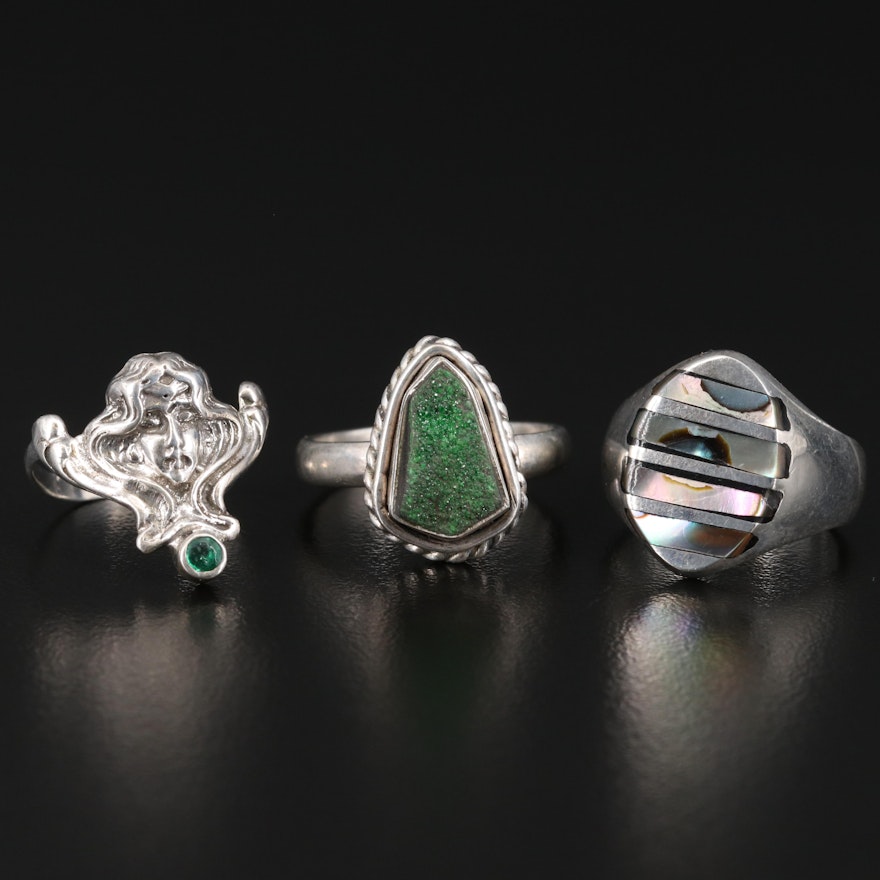 Sterling Silver Rings Featuring Art Nouveau Style