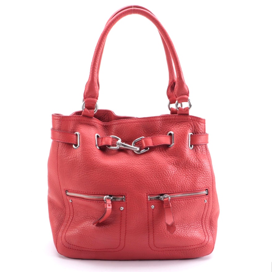 Cole Haan Shoulder Bag in Coral Red Pebbled Leather
