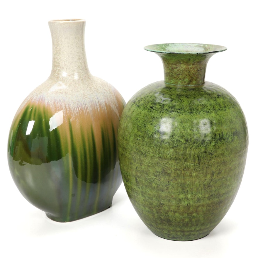 Ceramic and Metal Decorative Vases