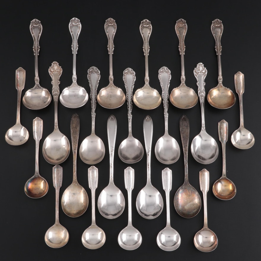 Wm. Rogers, and Other Silver Plate Cream and Gumbo Spoons, Early to Mid 20th Ce