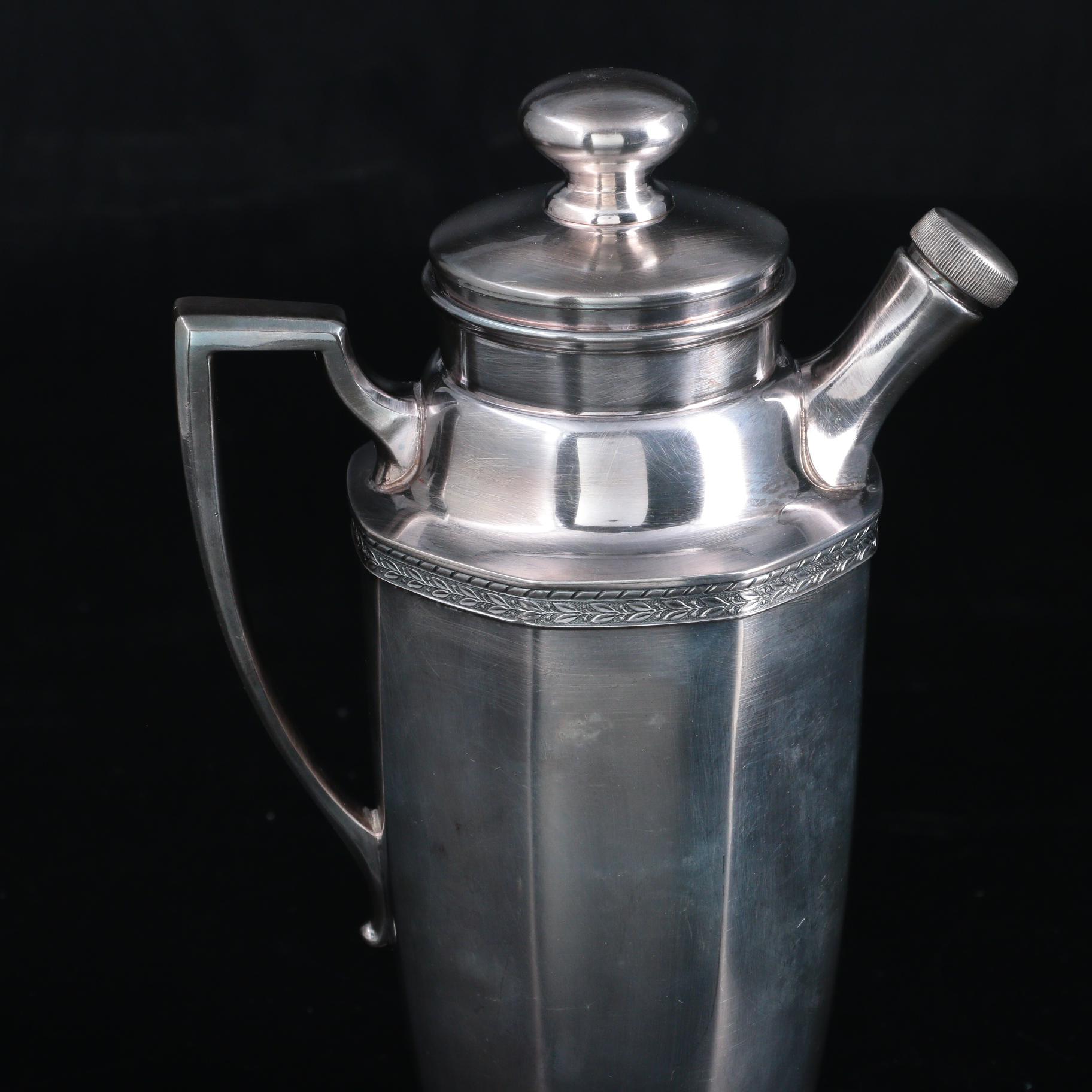 Art Deco W.M. Mounts Silver Plate Cocktail Shaker and Ice Bucket