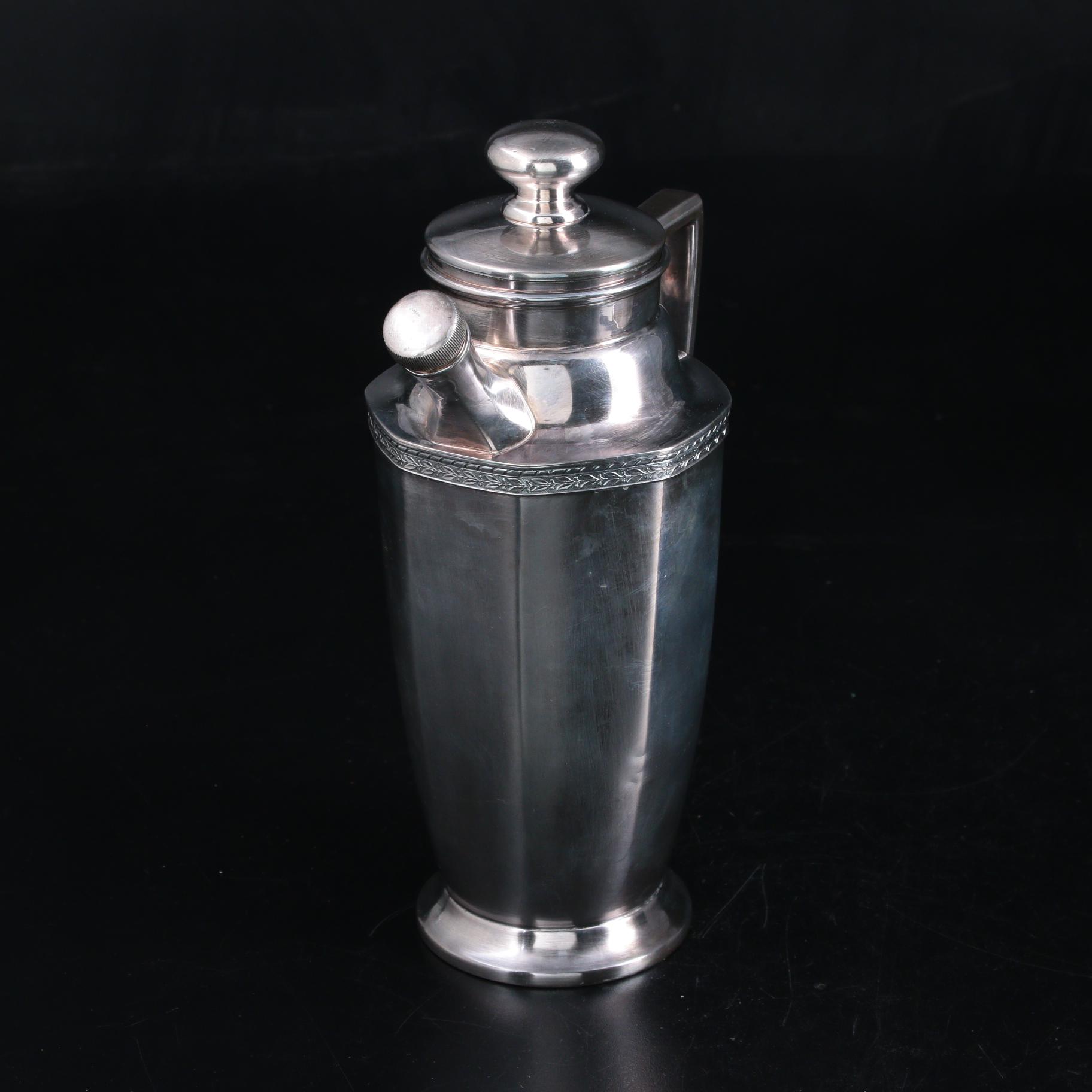 Art Deco W.M. Mounts Silver Plate Cocktail Shaker and Ice Bucket